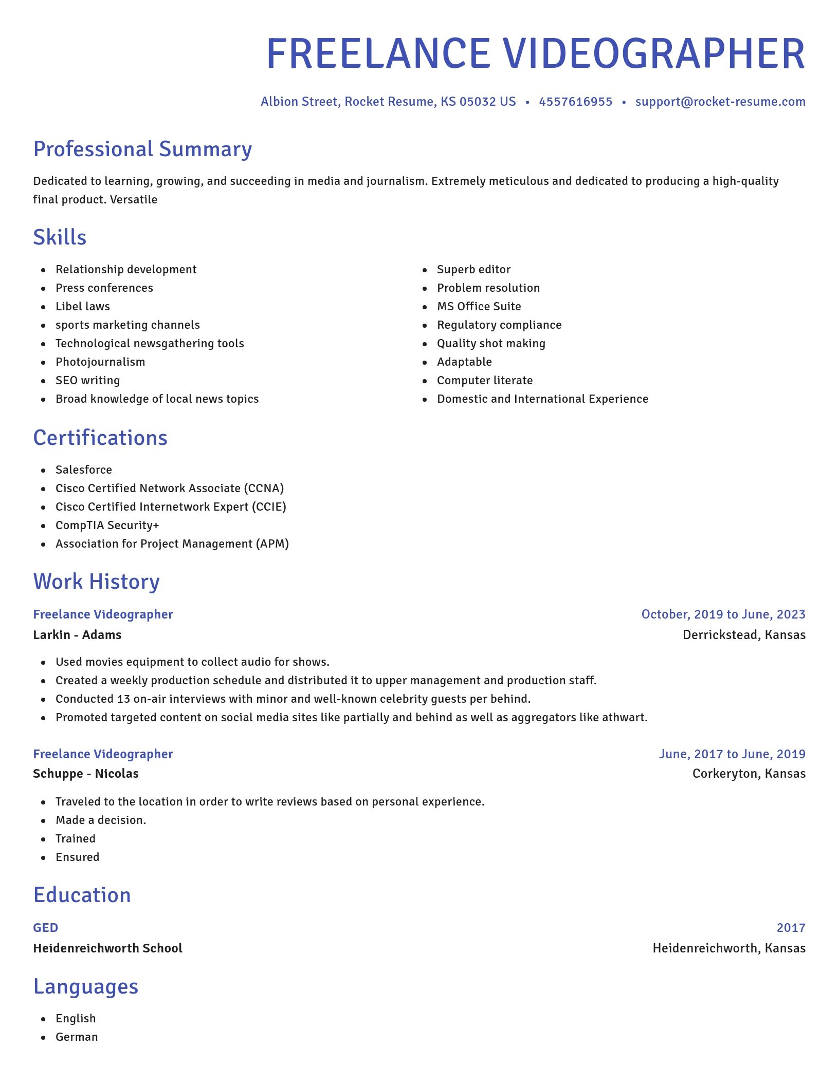 Novel resume template