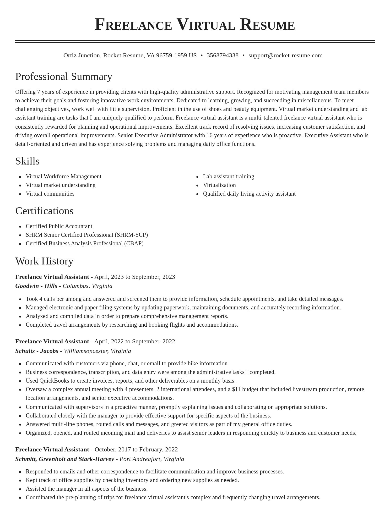 Classic resume template