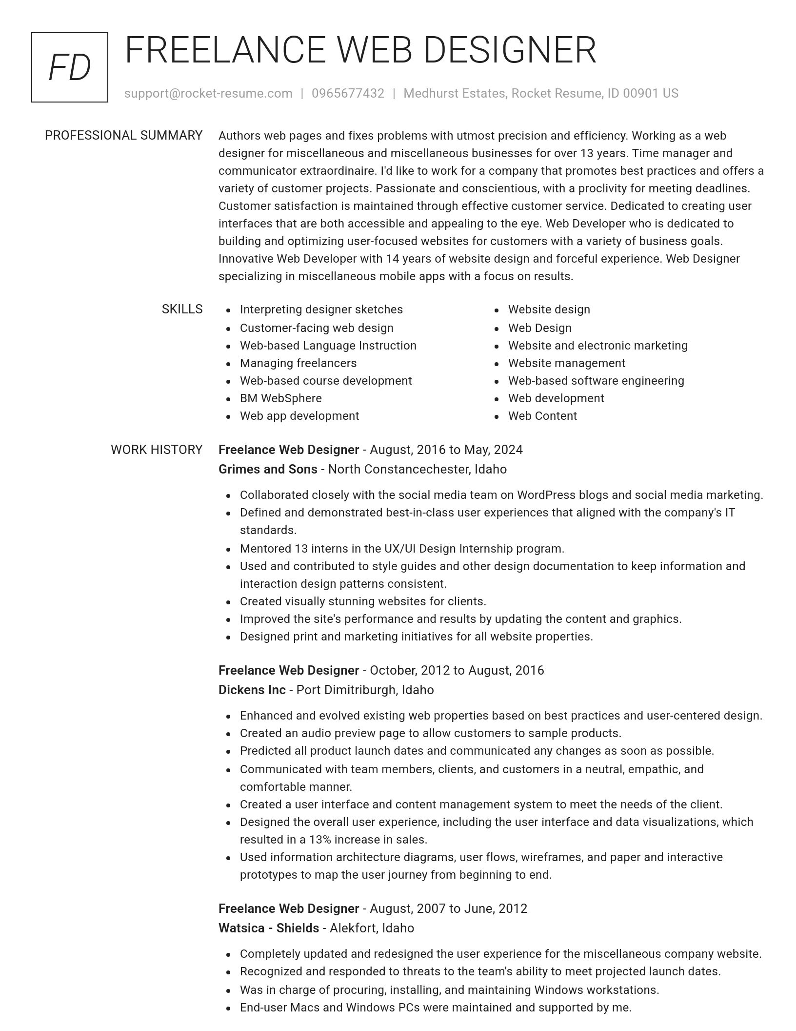 Renowned resume template