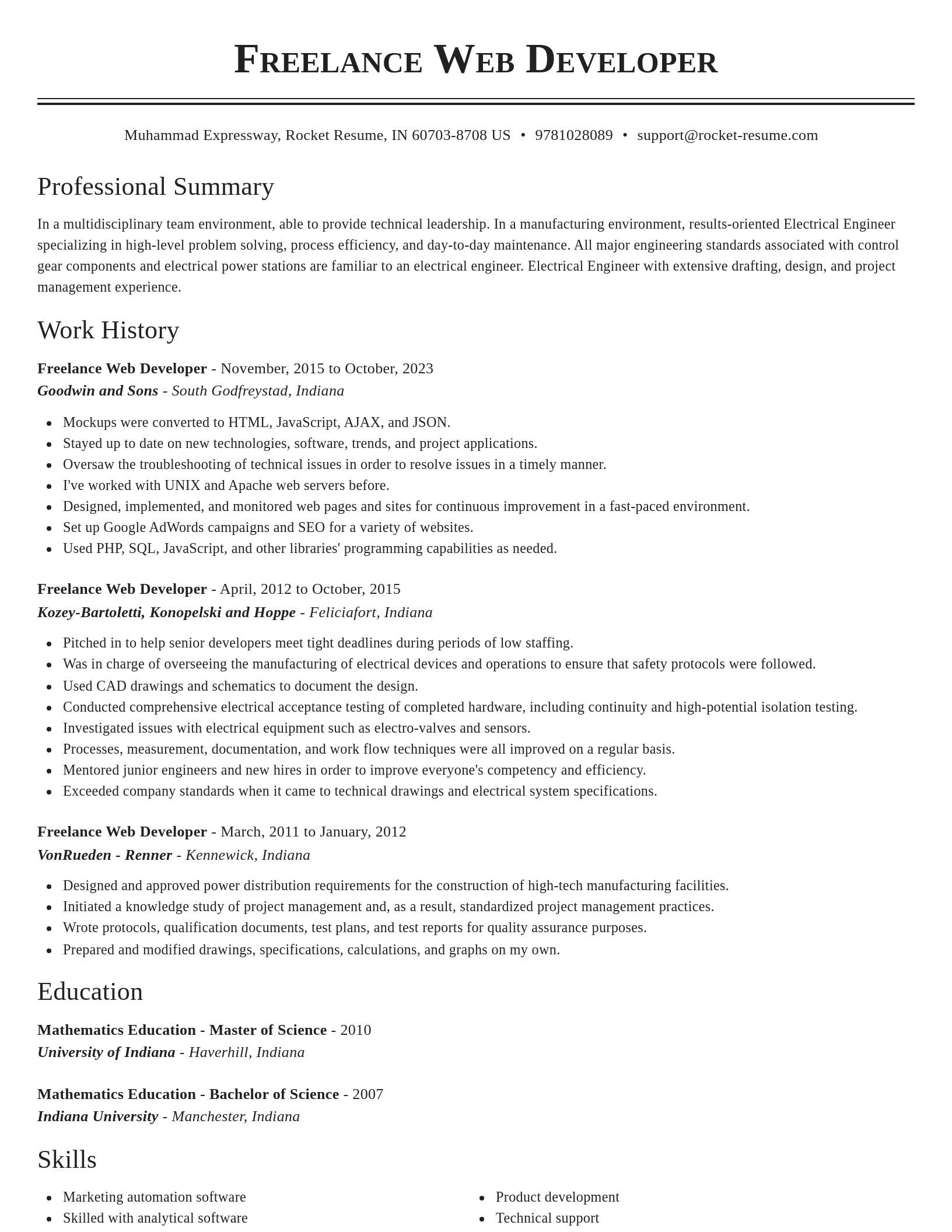 Classic resume template