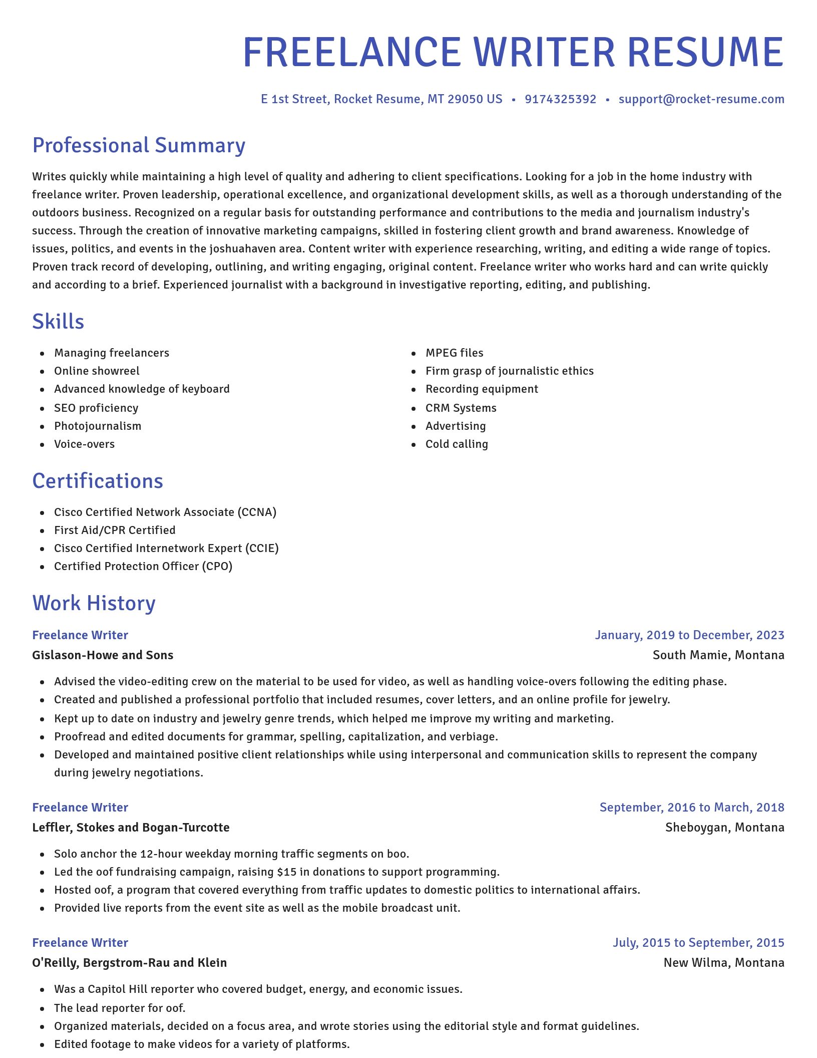Novel resume template