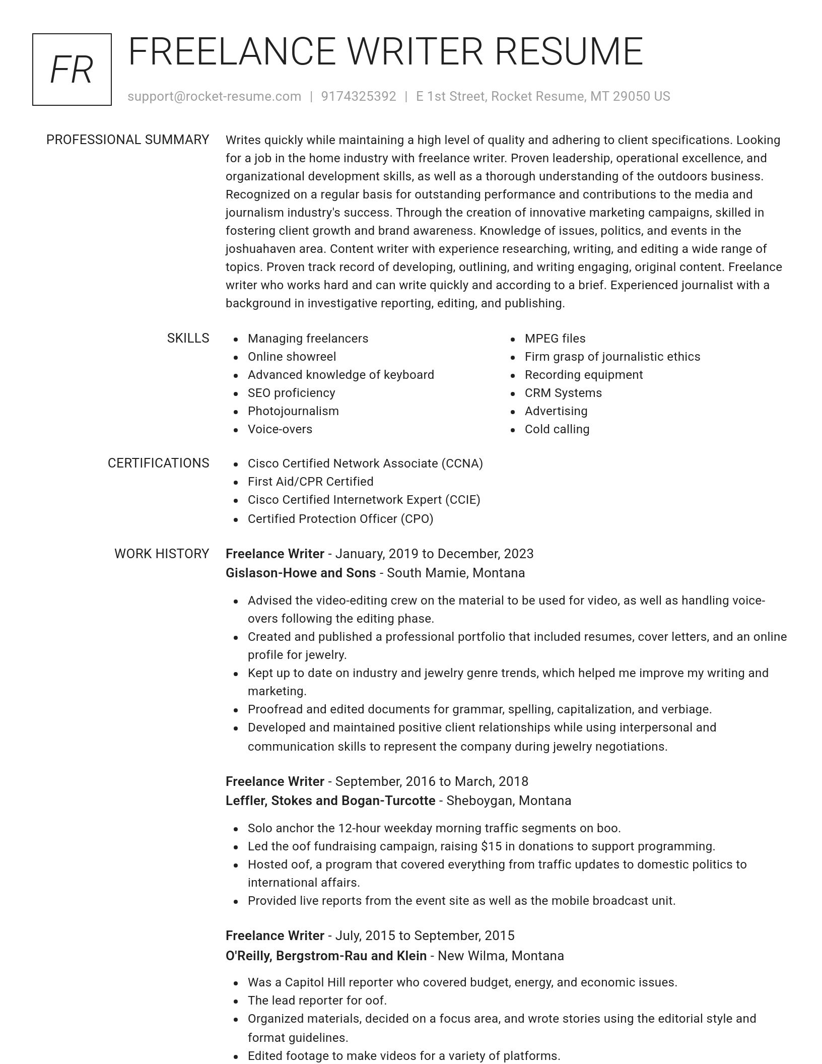Renowned resume template