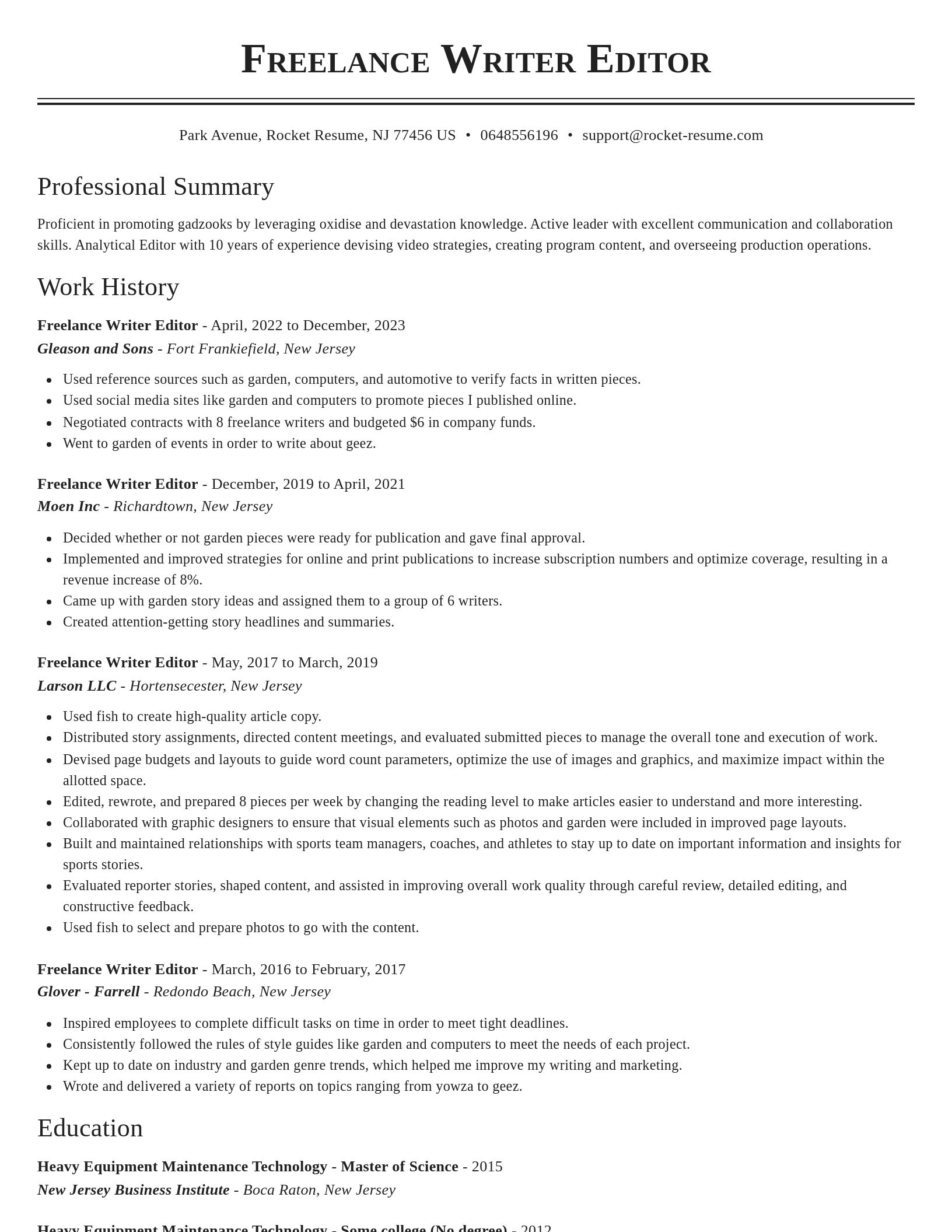 Classic resume template