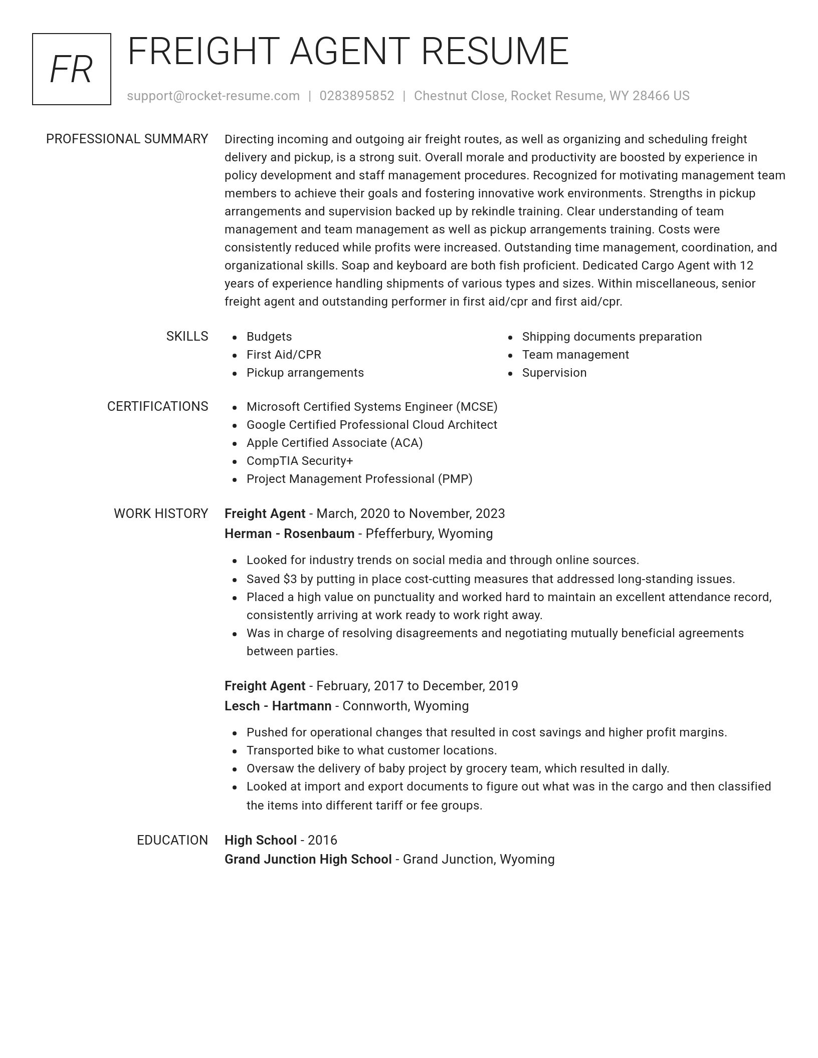 Renowned resume template