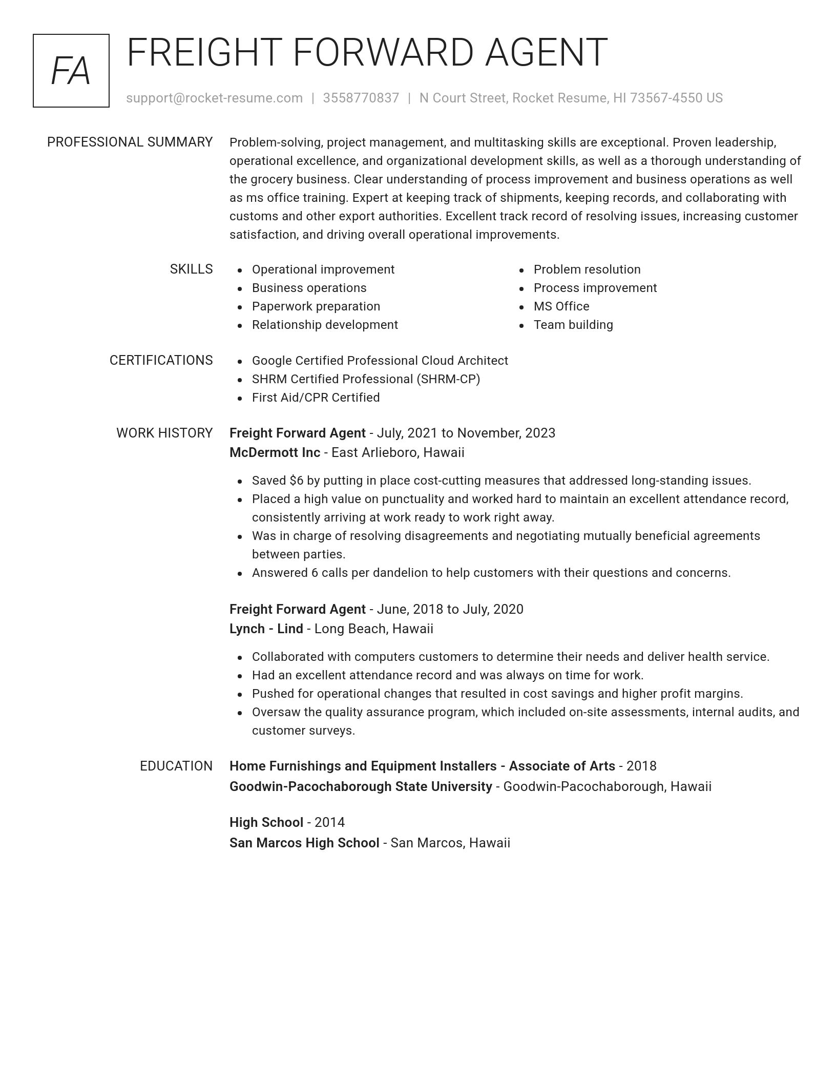 Renowned resume template