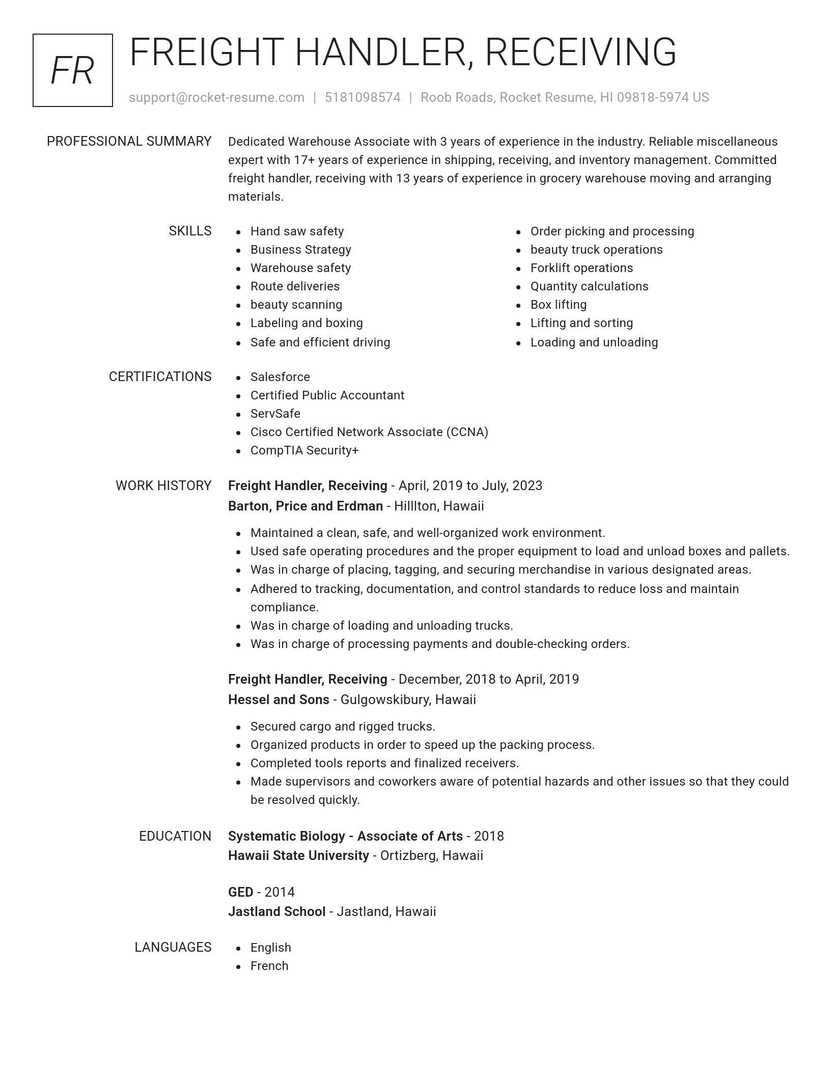 Renowned resume template