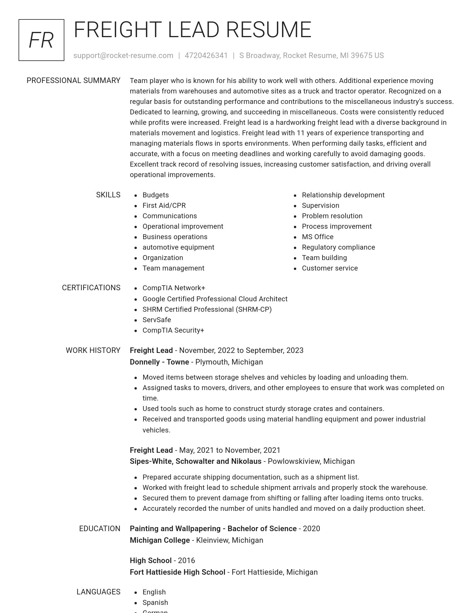 Renowned resume template