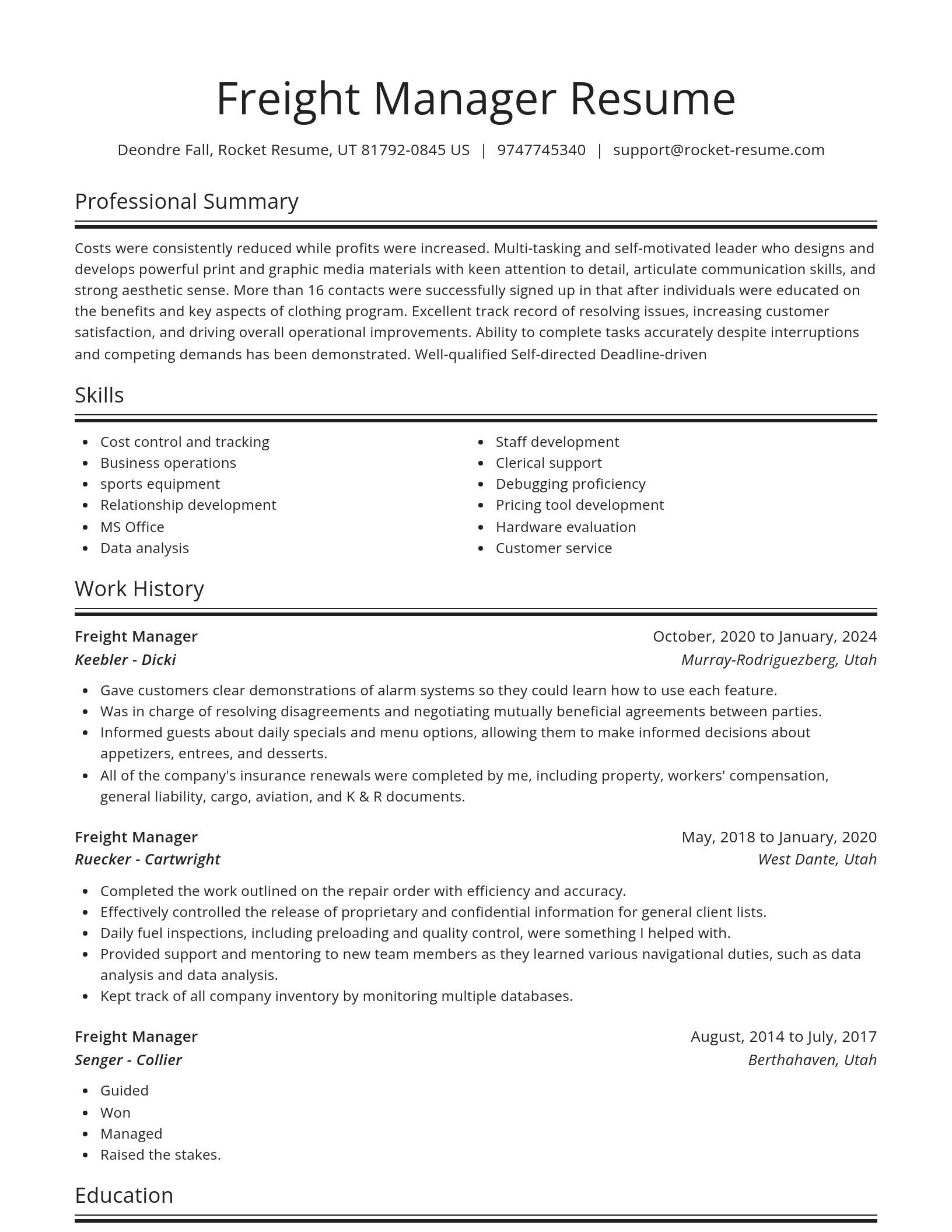 Spotlight resume template