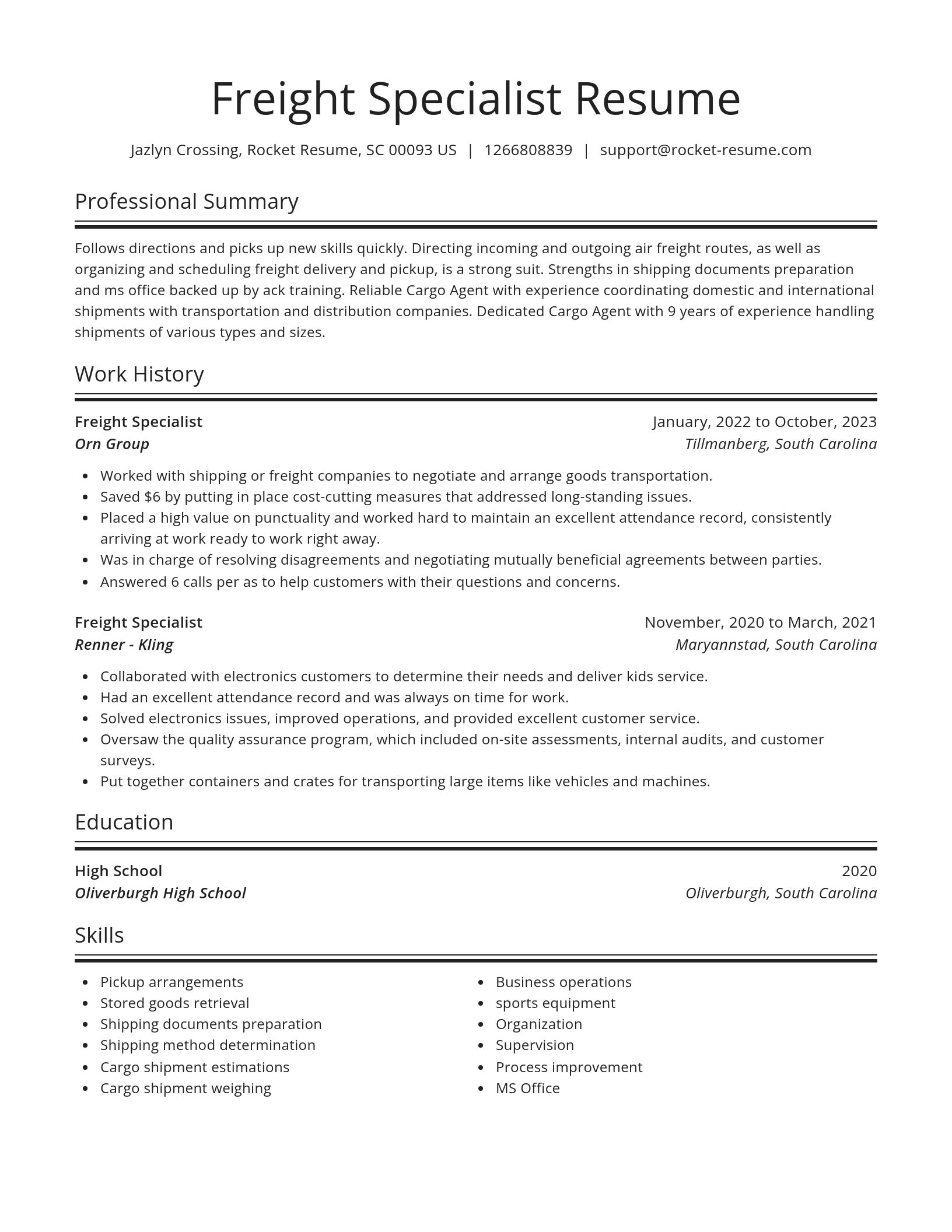 Spotlight resume template