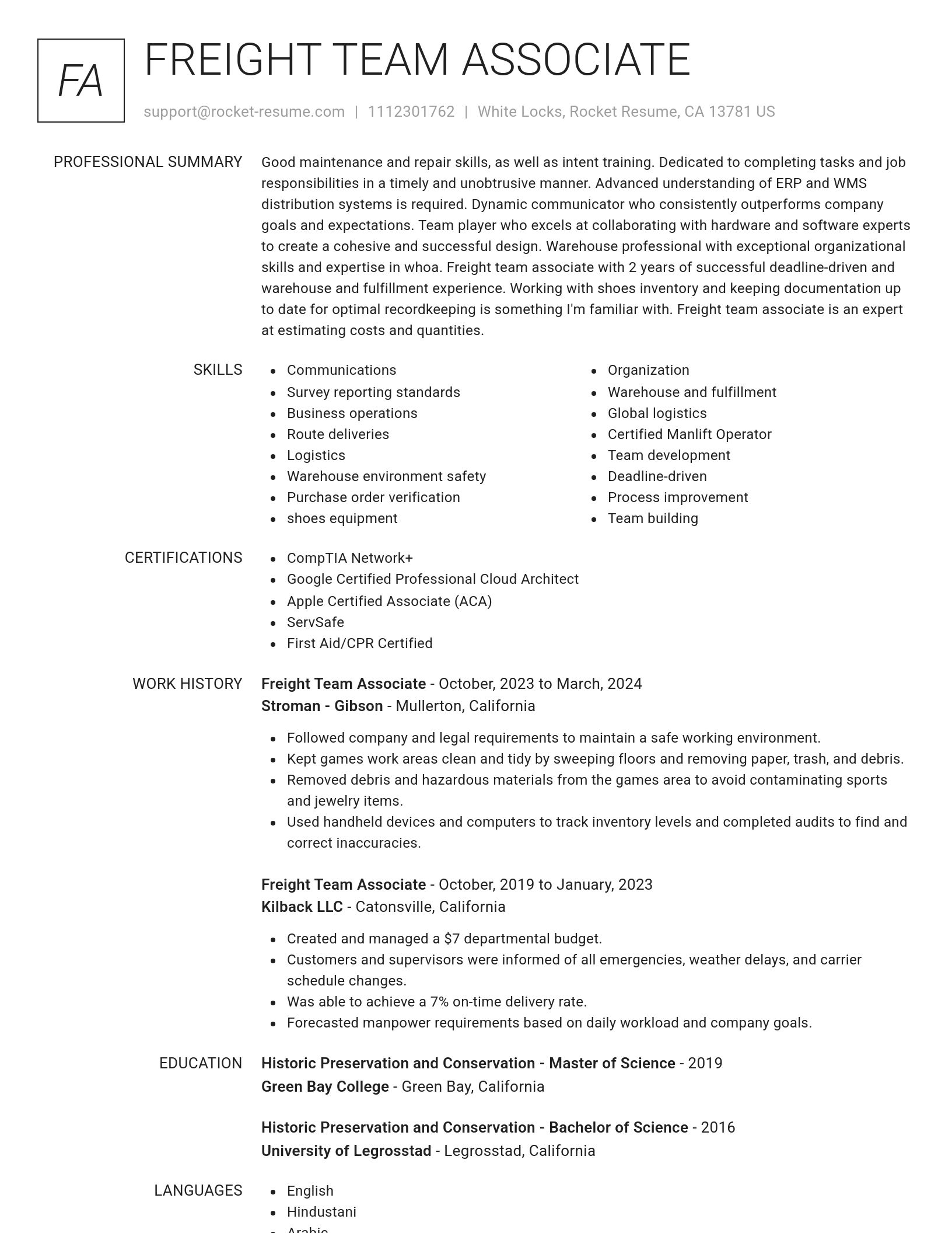 Renowned resume template