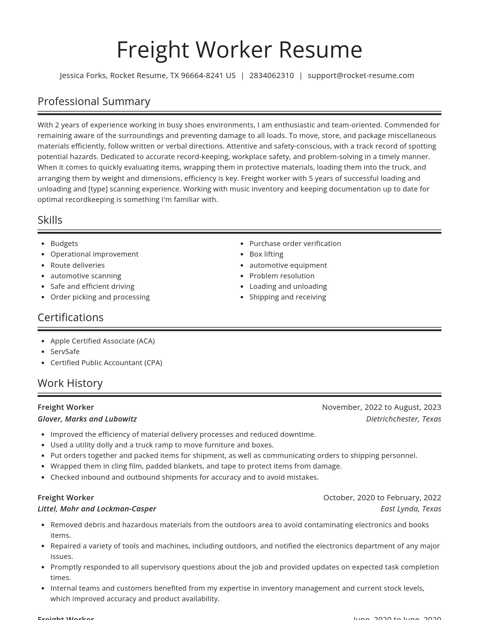 Spotlight resume template