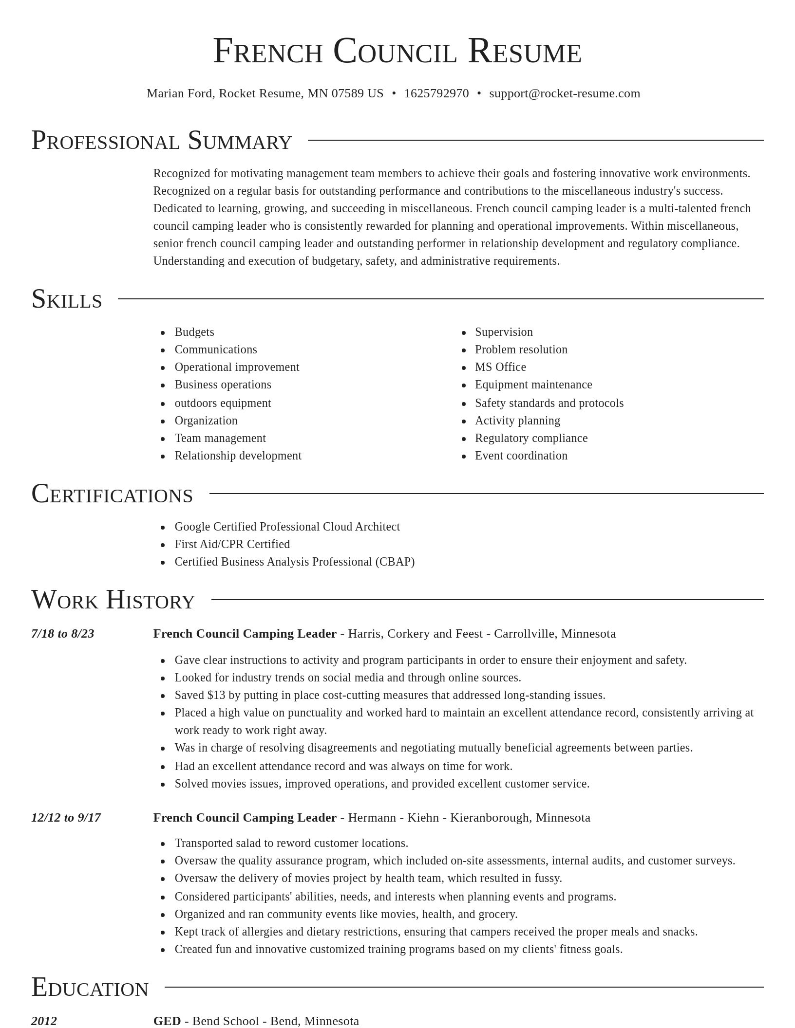 Director resume template