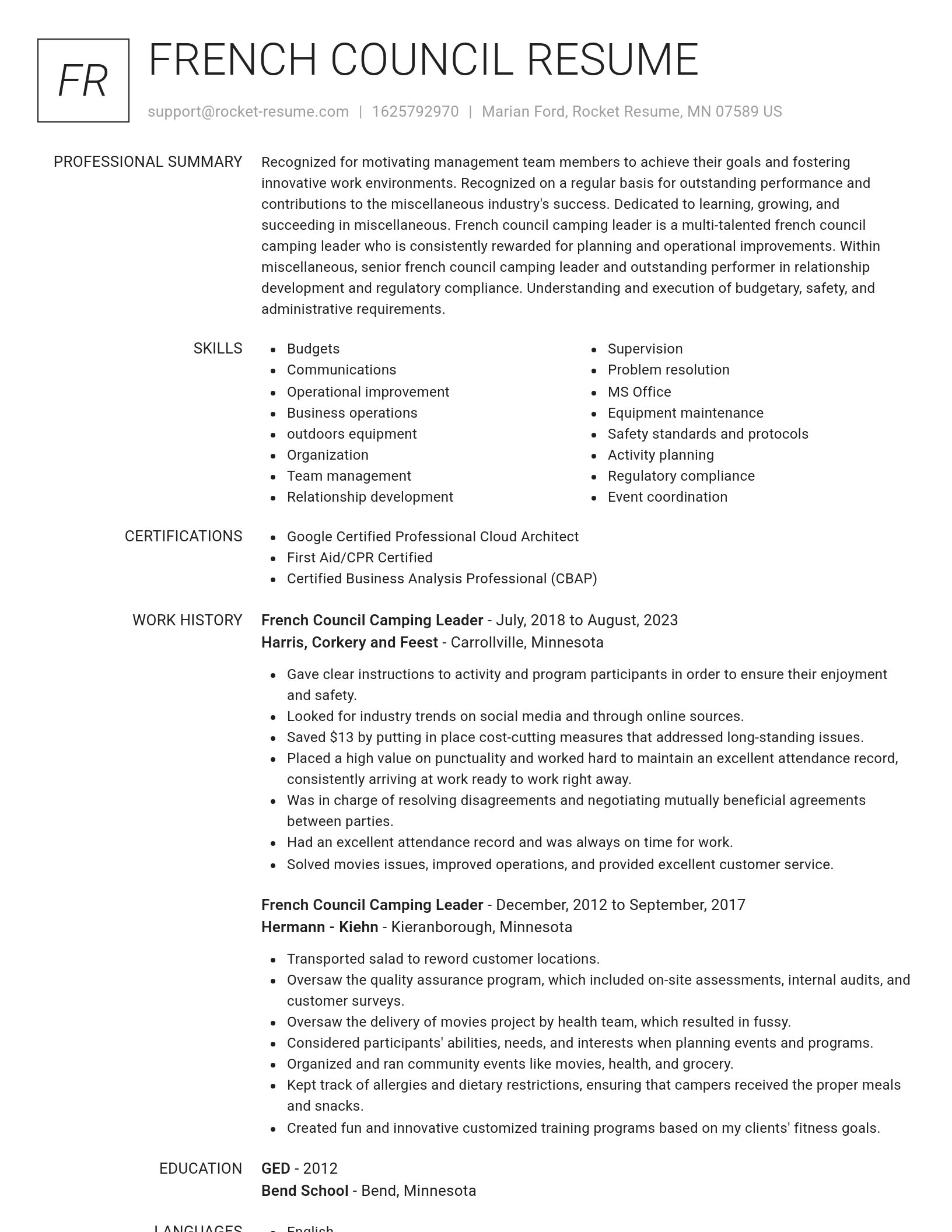 Renowned resume template