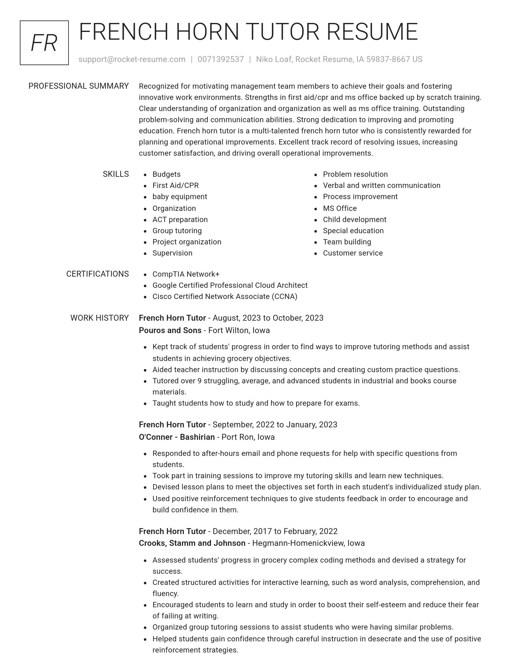 Renowned resume template