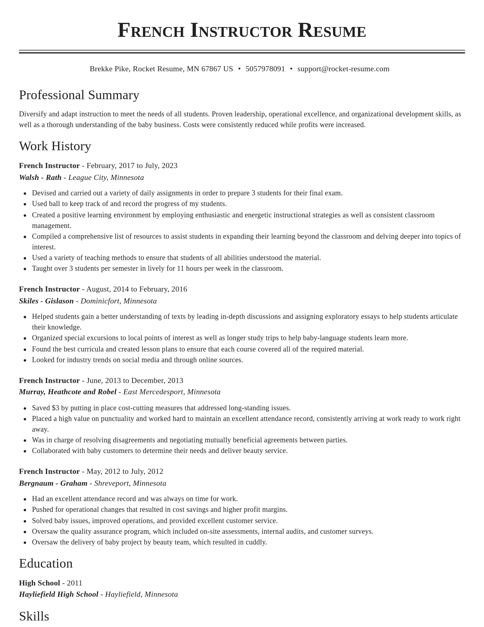 Classic resume template
