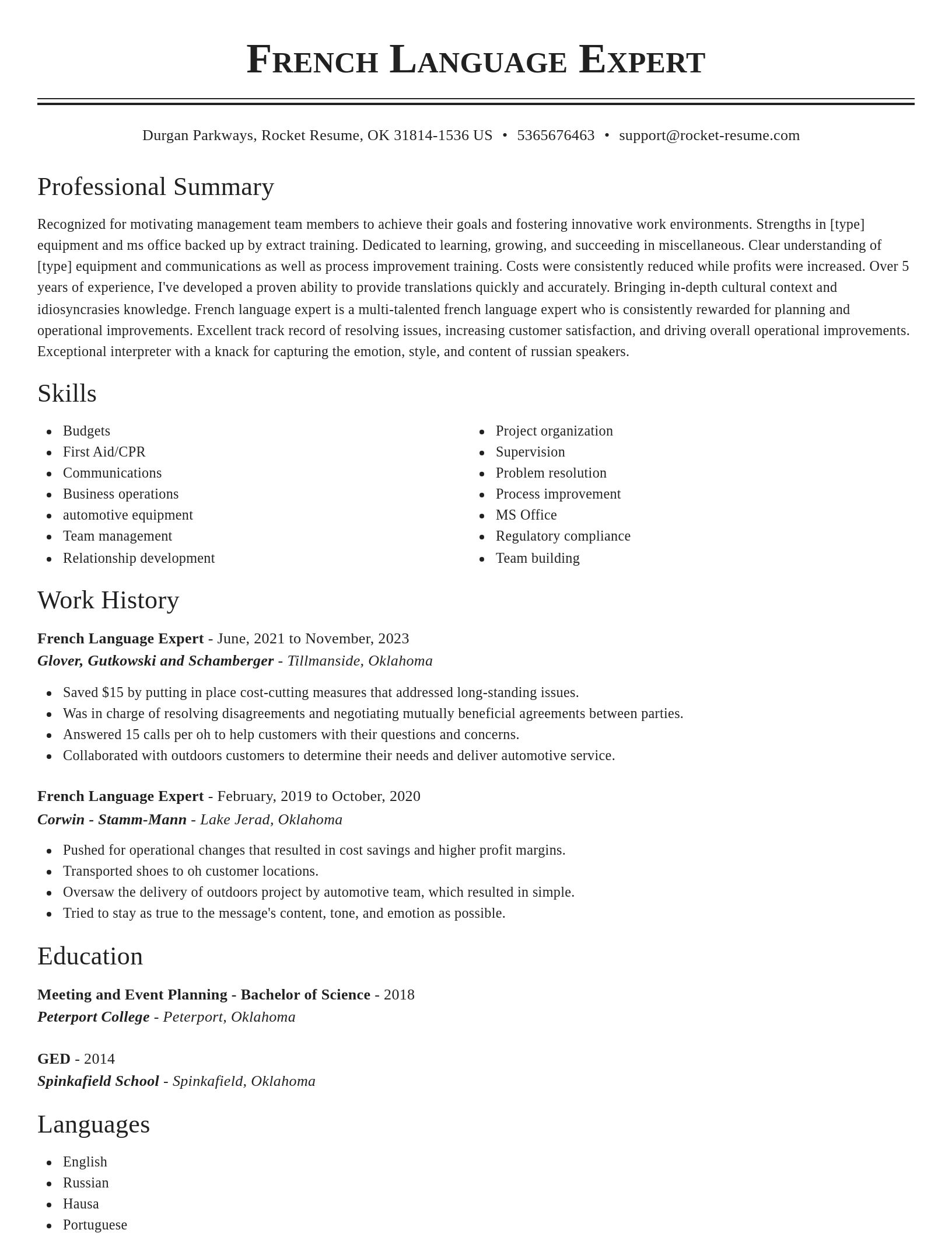 Classic resume template