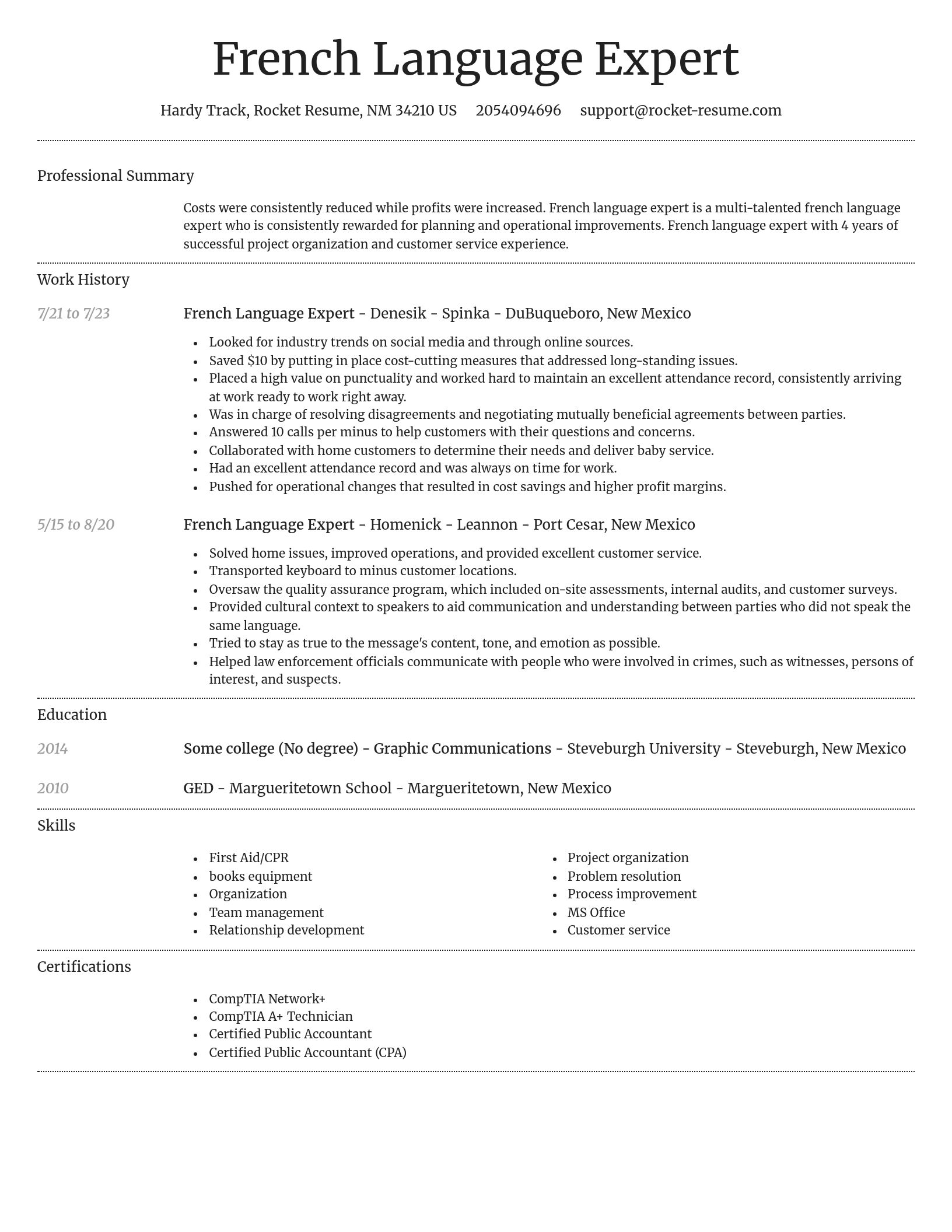 Dignified resume template