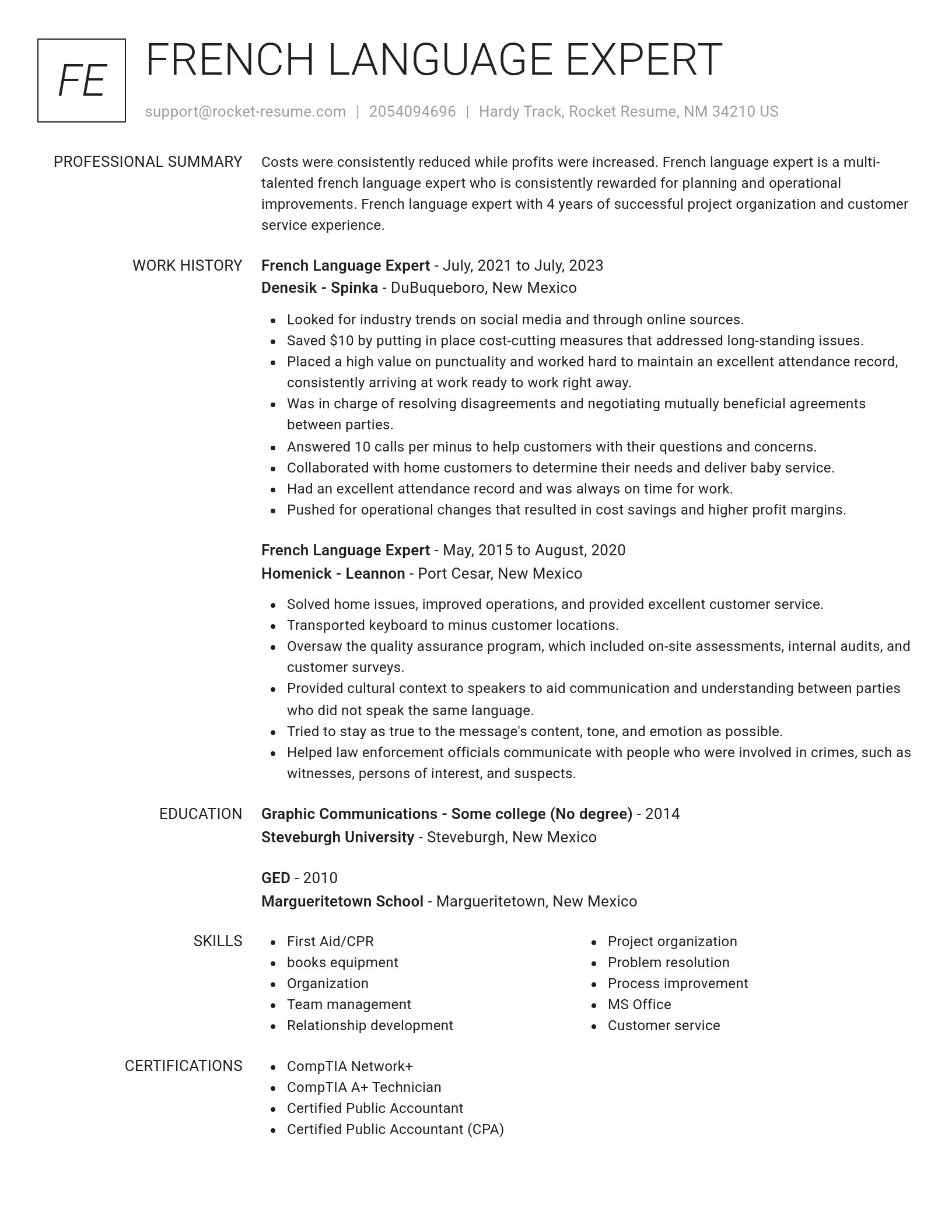 Renowned resume template