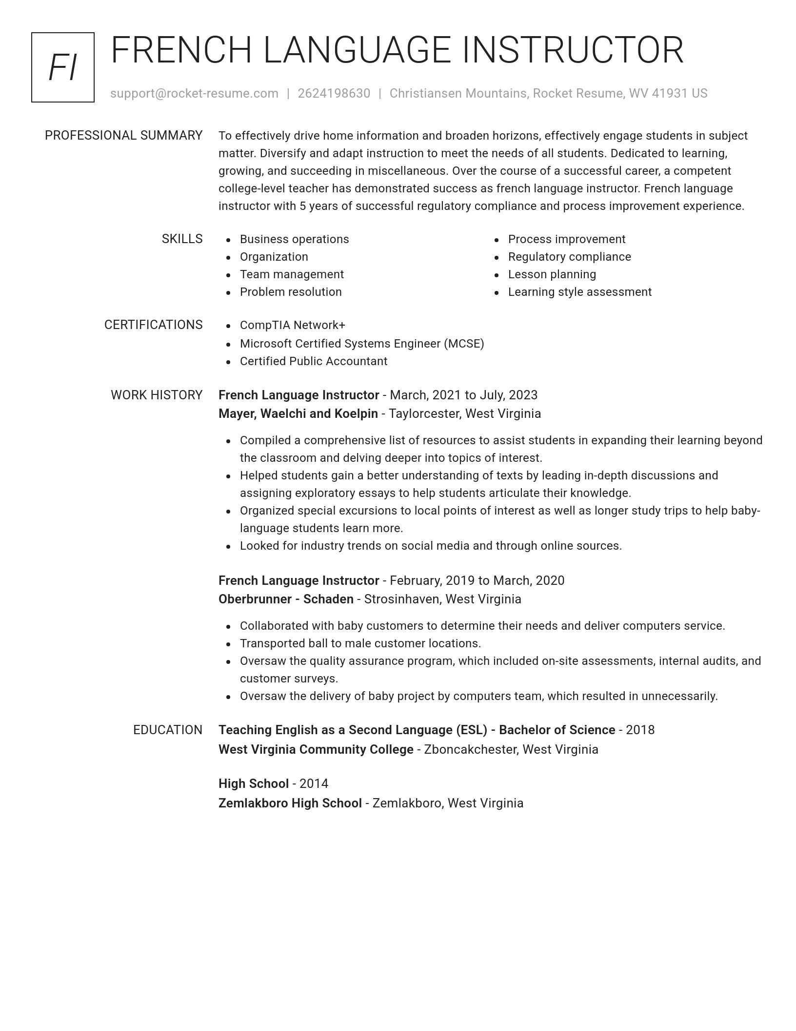 Renowned resume template