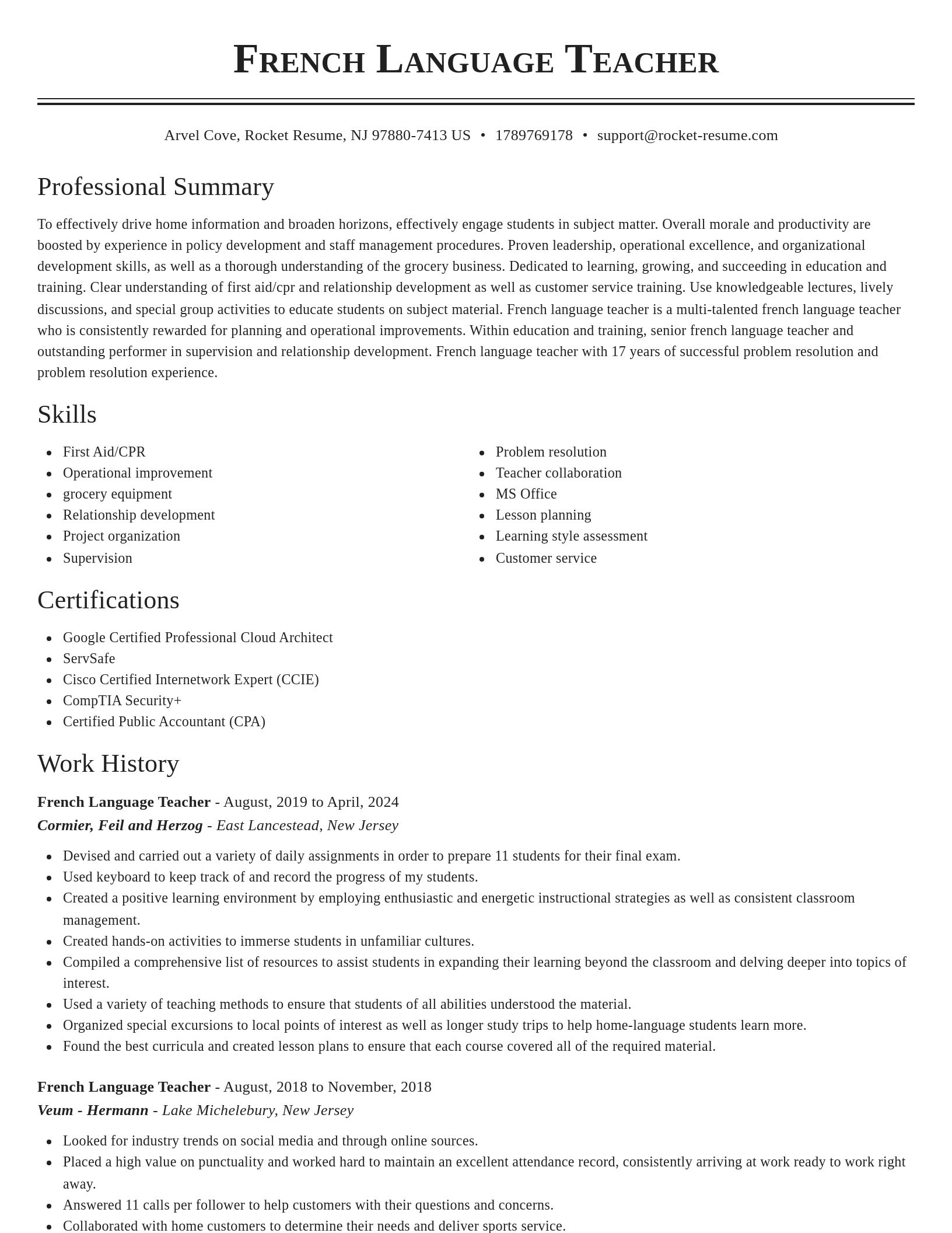 Classic resume template