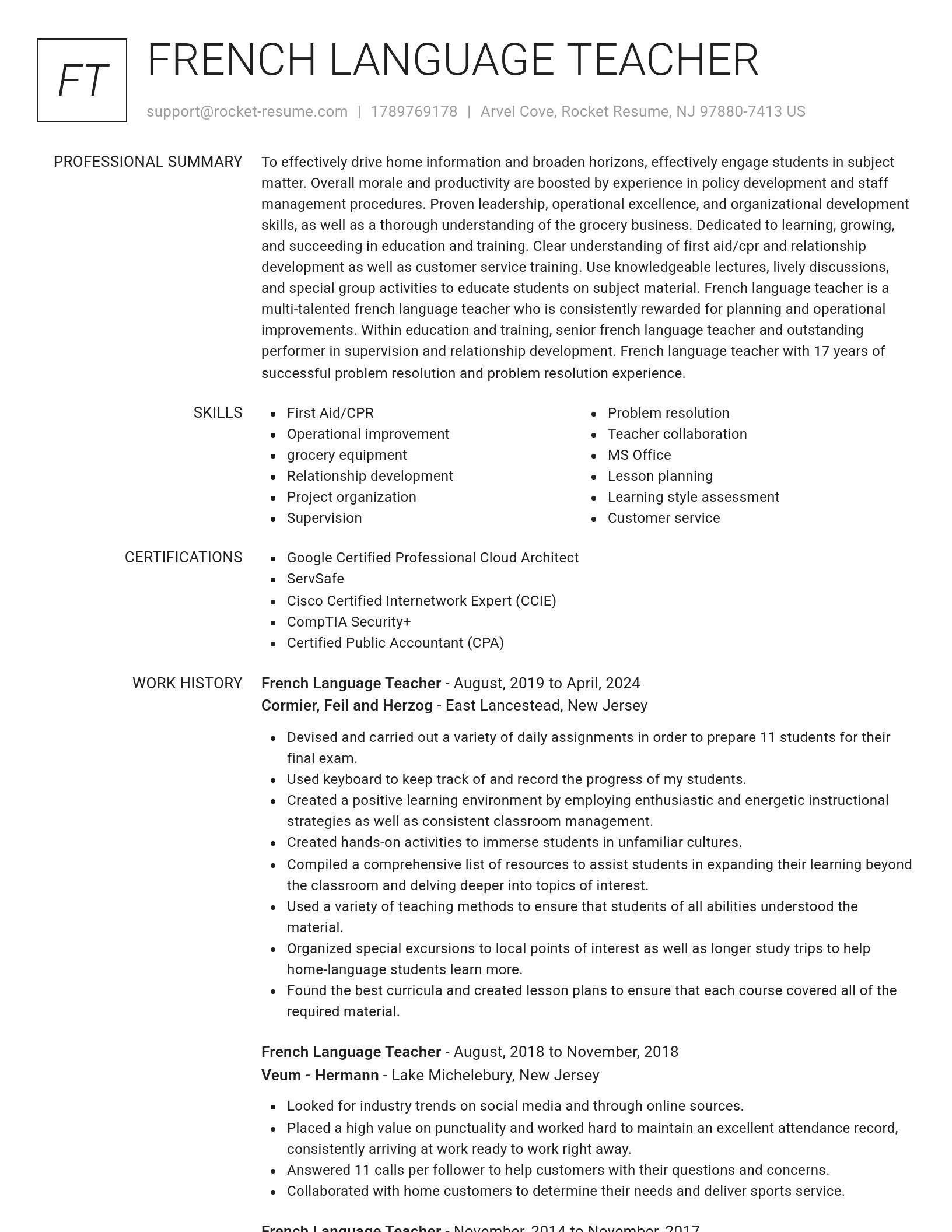 Renowned resume template