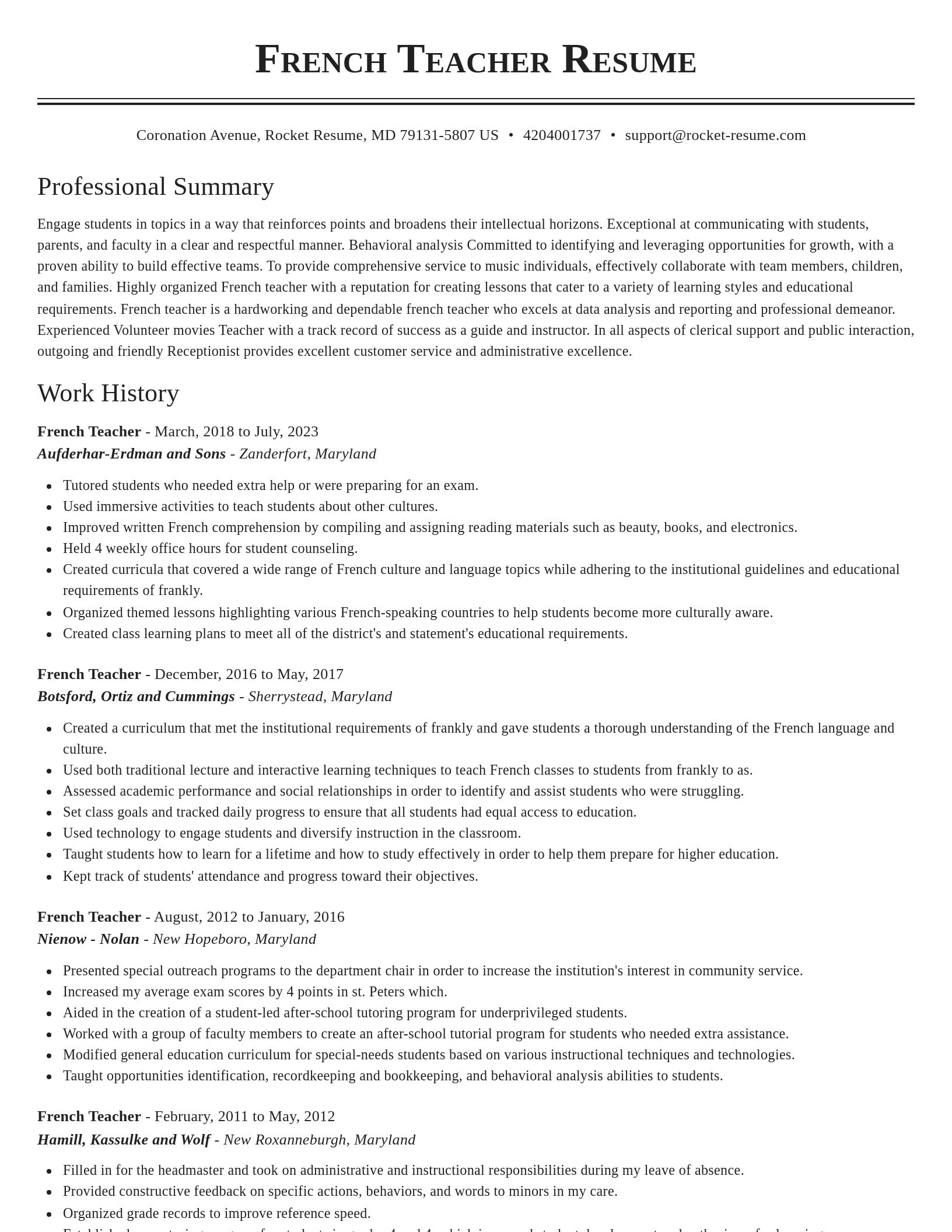Classic resume template