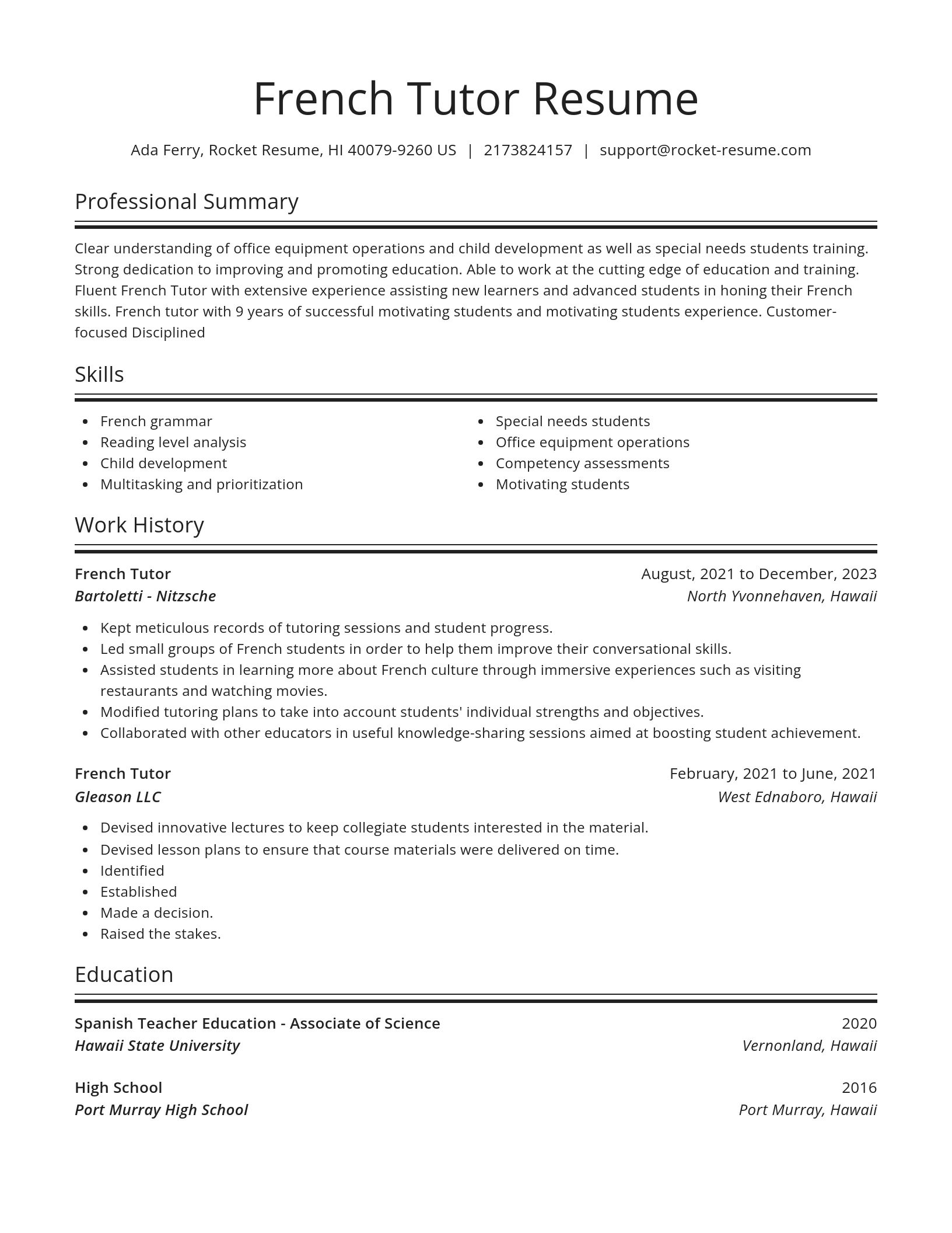 Spotlight resume template