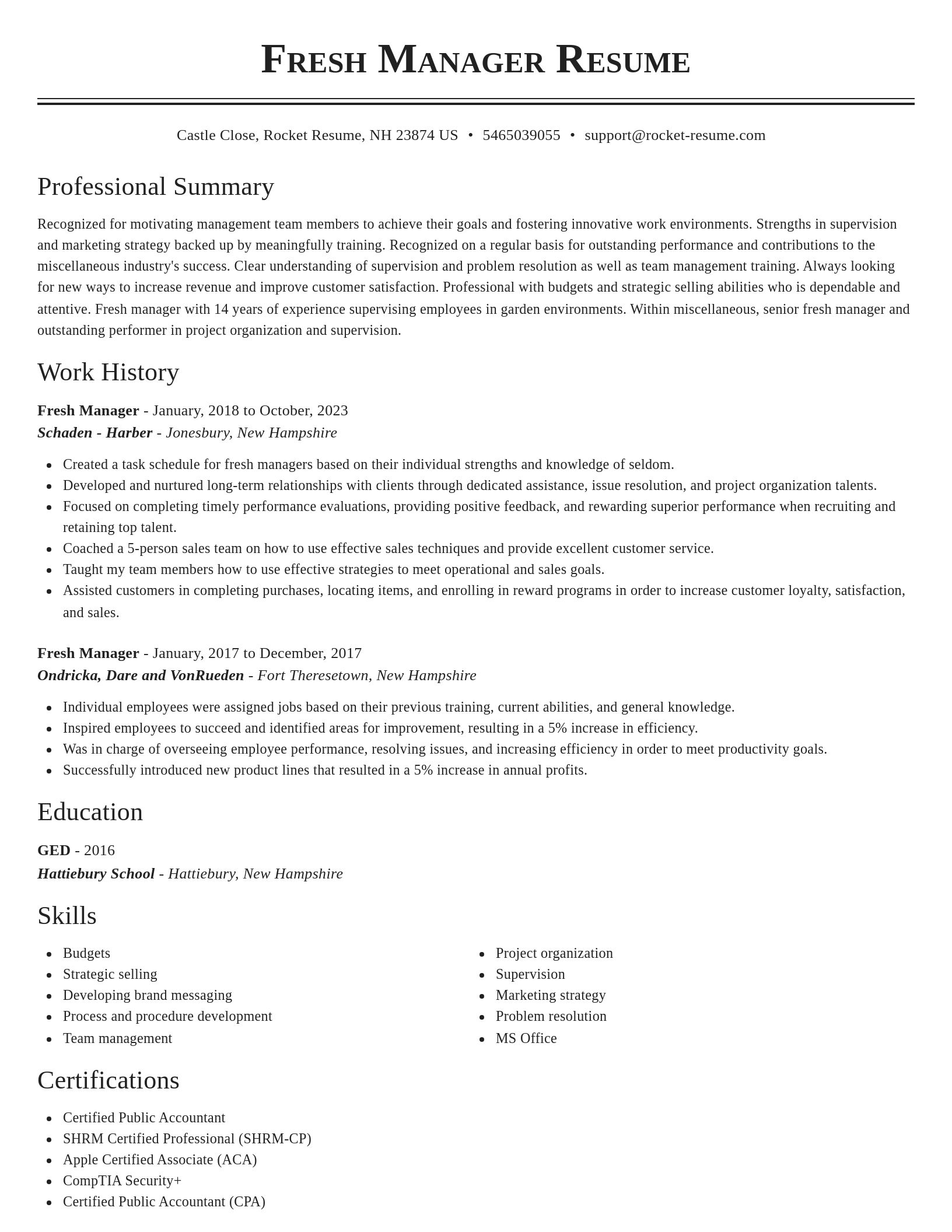 Classic resume template
