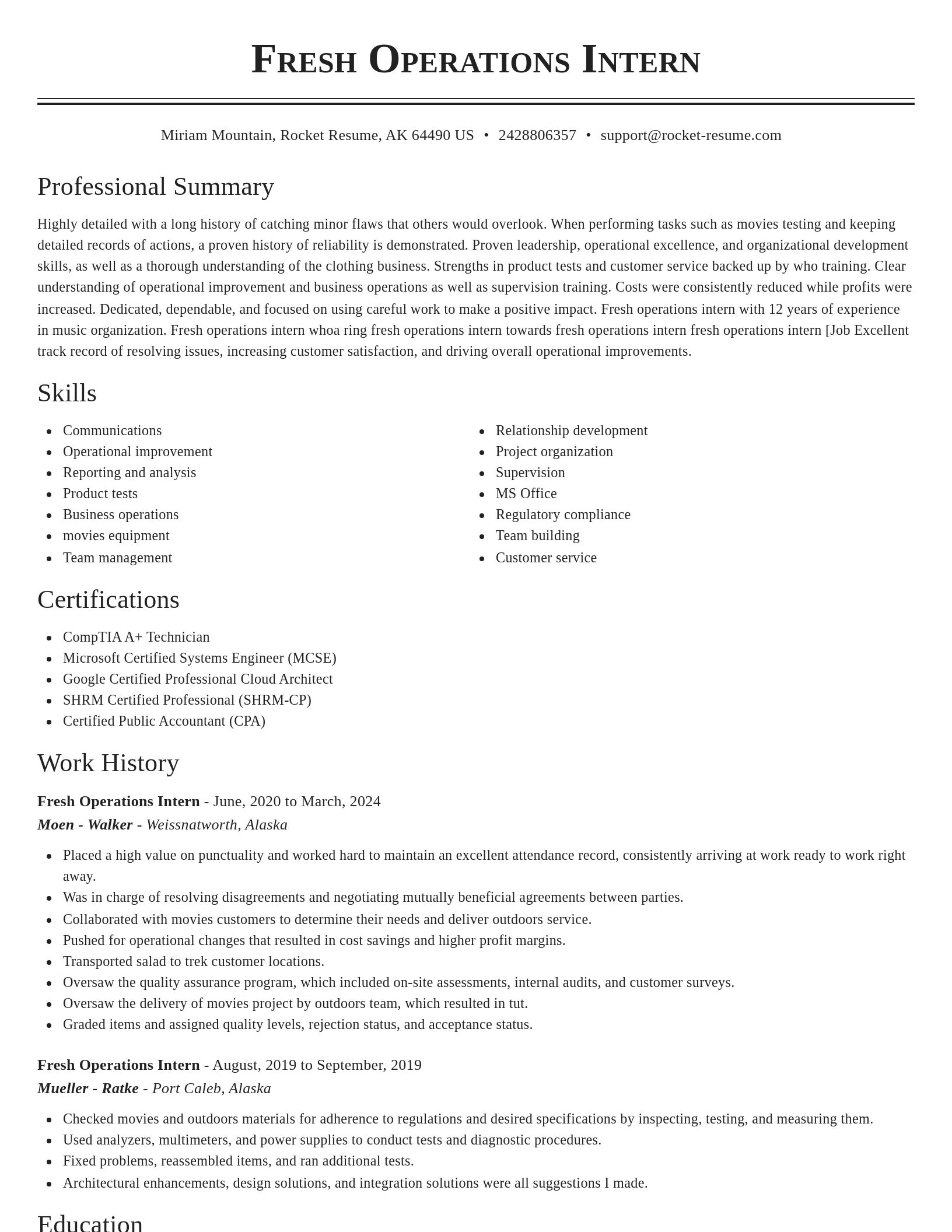 Classic resume template