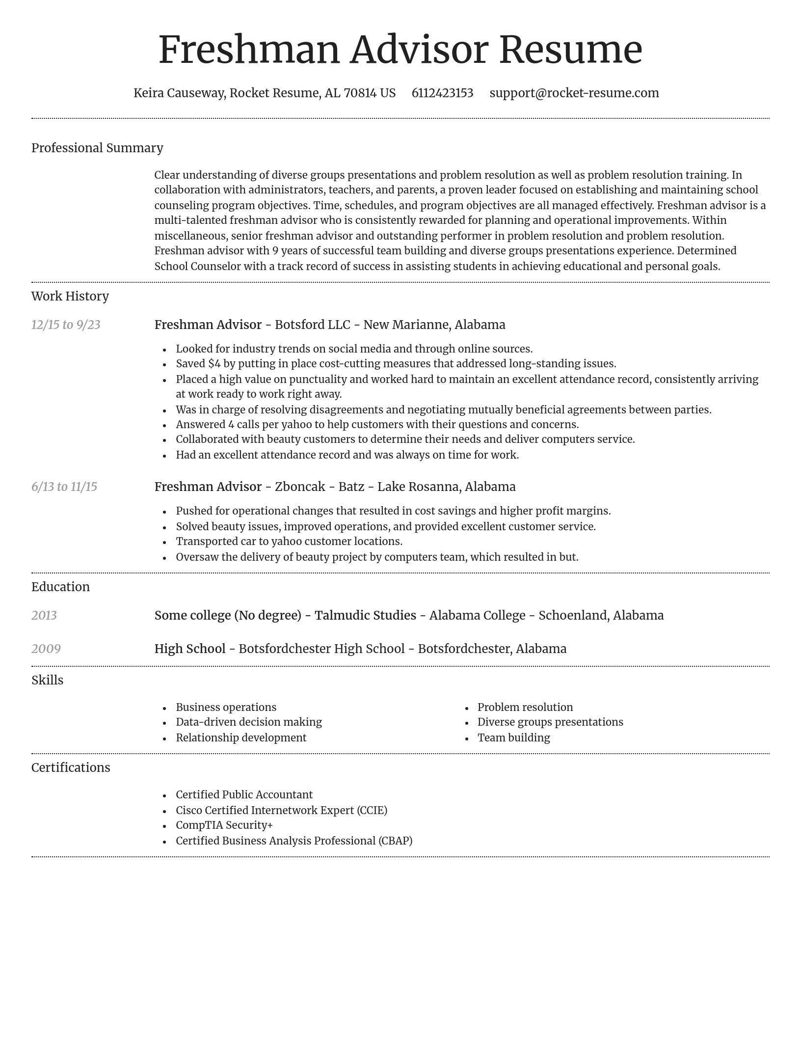 Dignified resume template