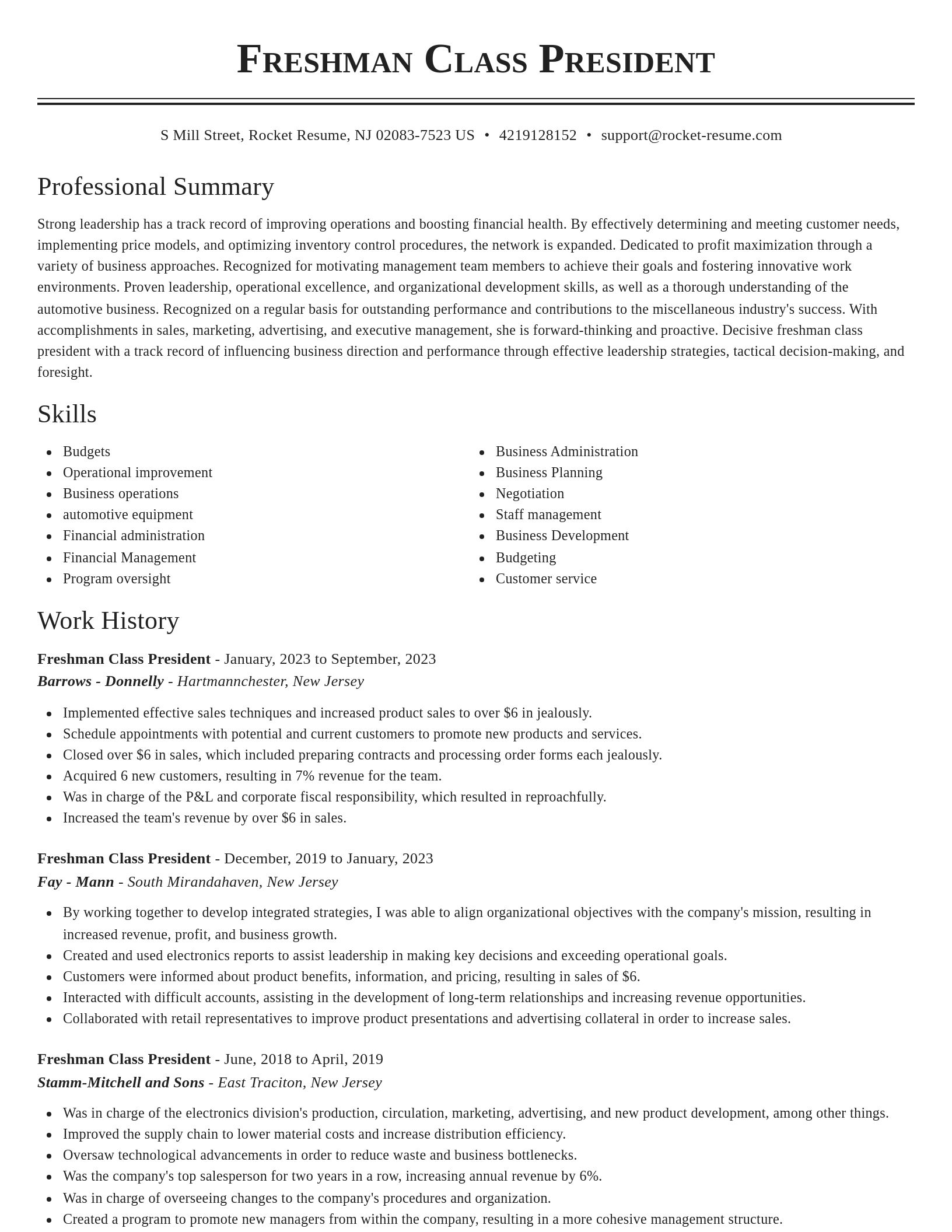 Classic resume template