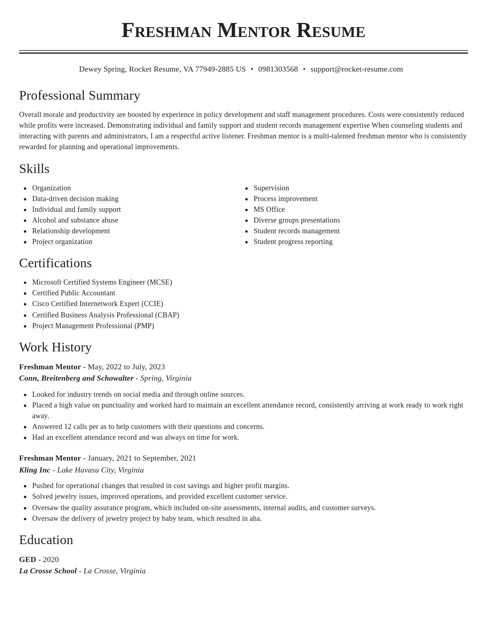 Classic resume template
