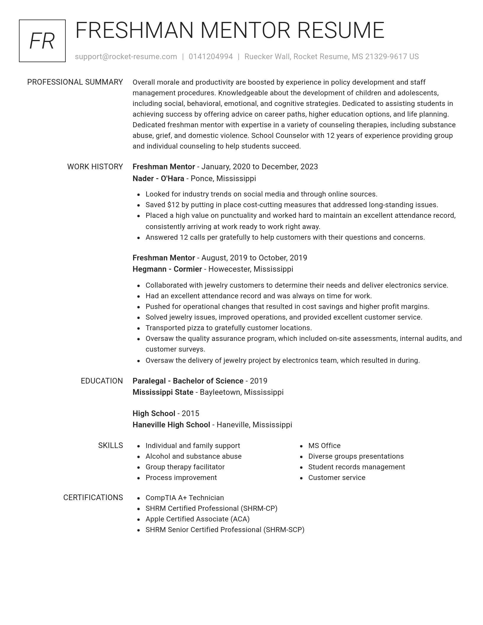 Renowned resume template