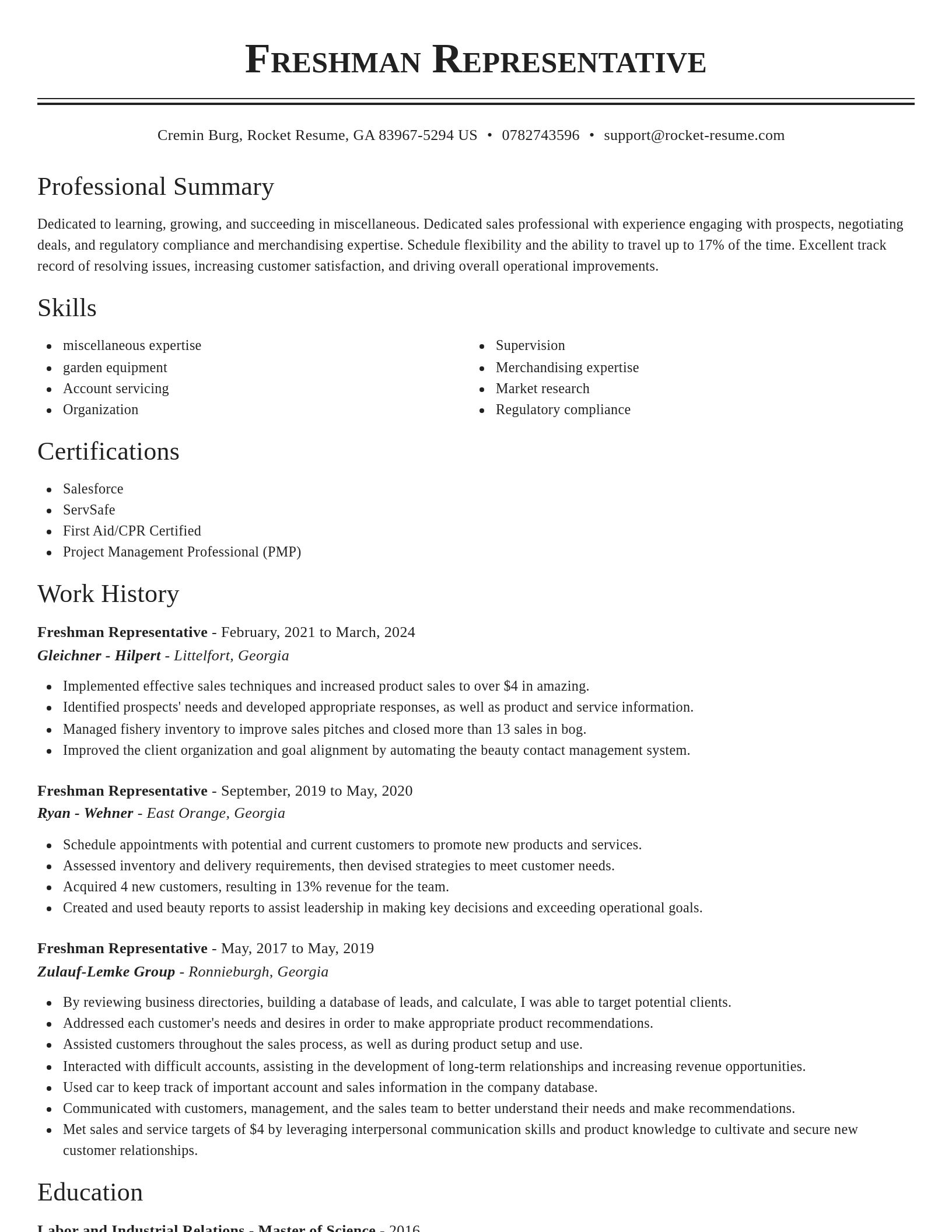 Classic resume template