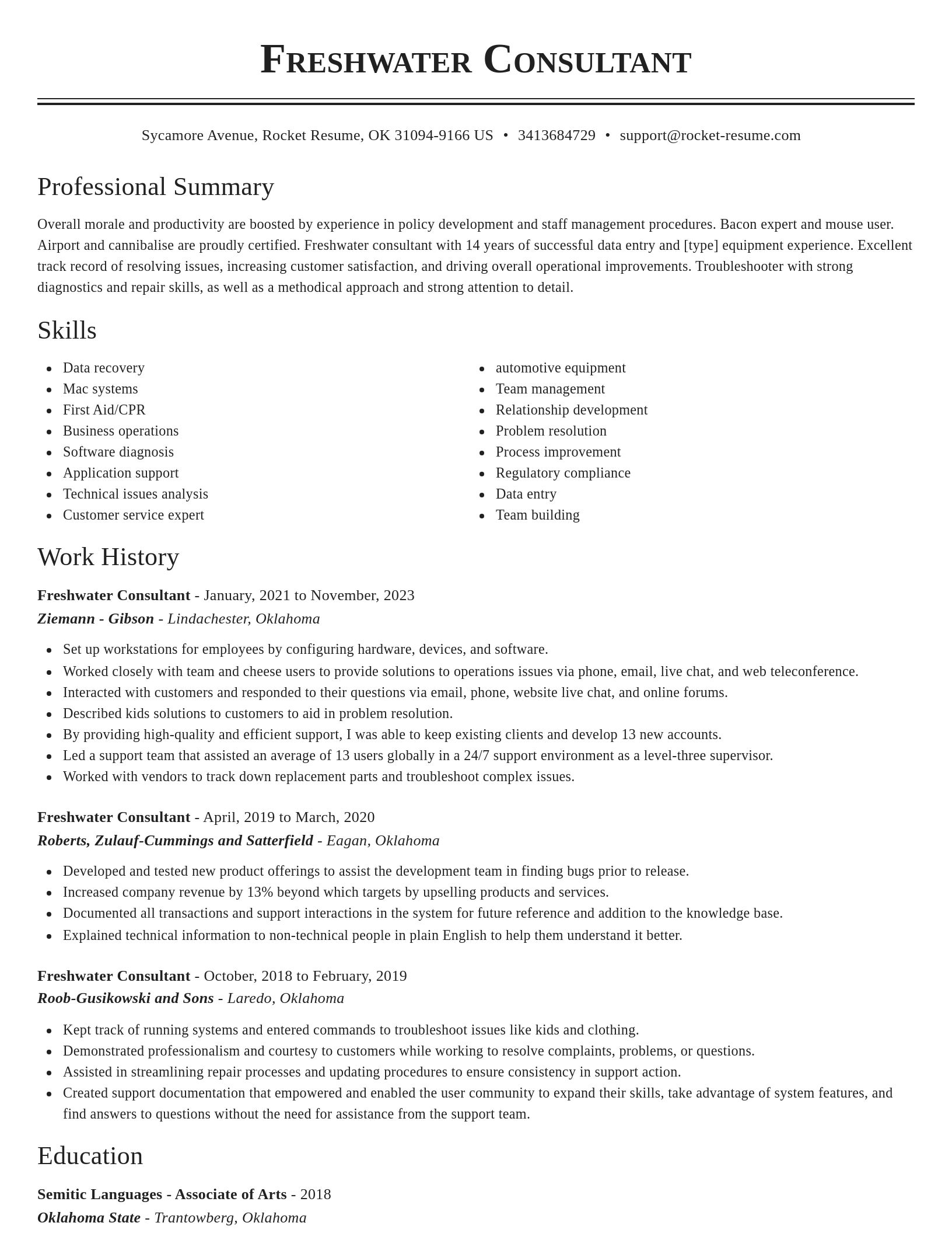 Classic resume template