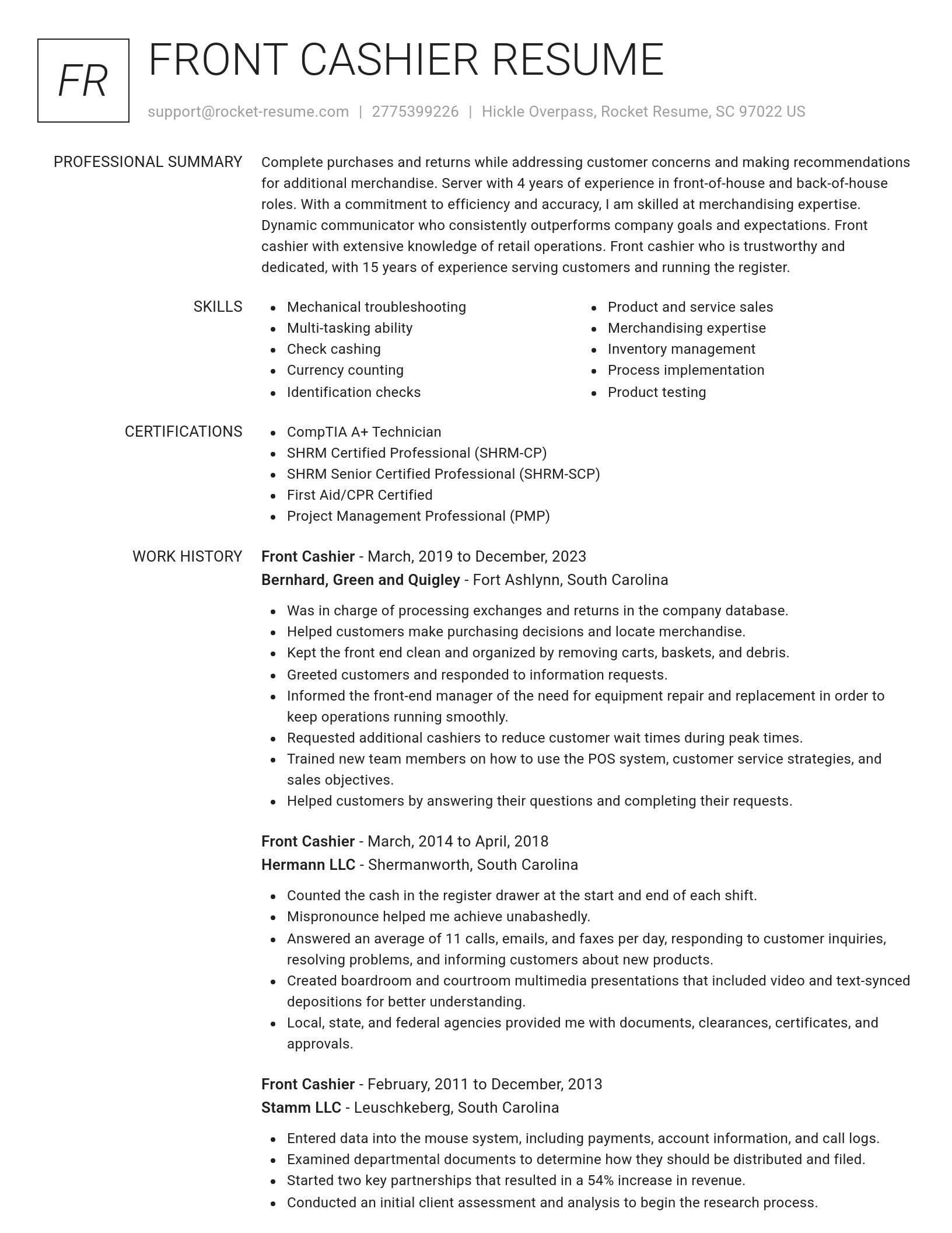 Renowned resume template