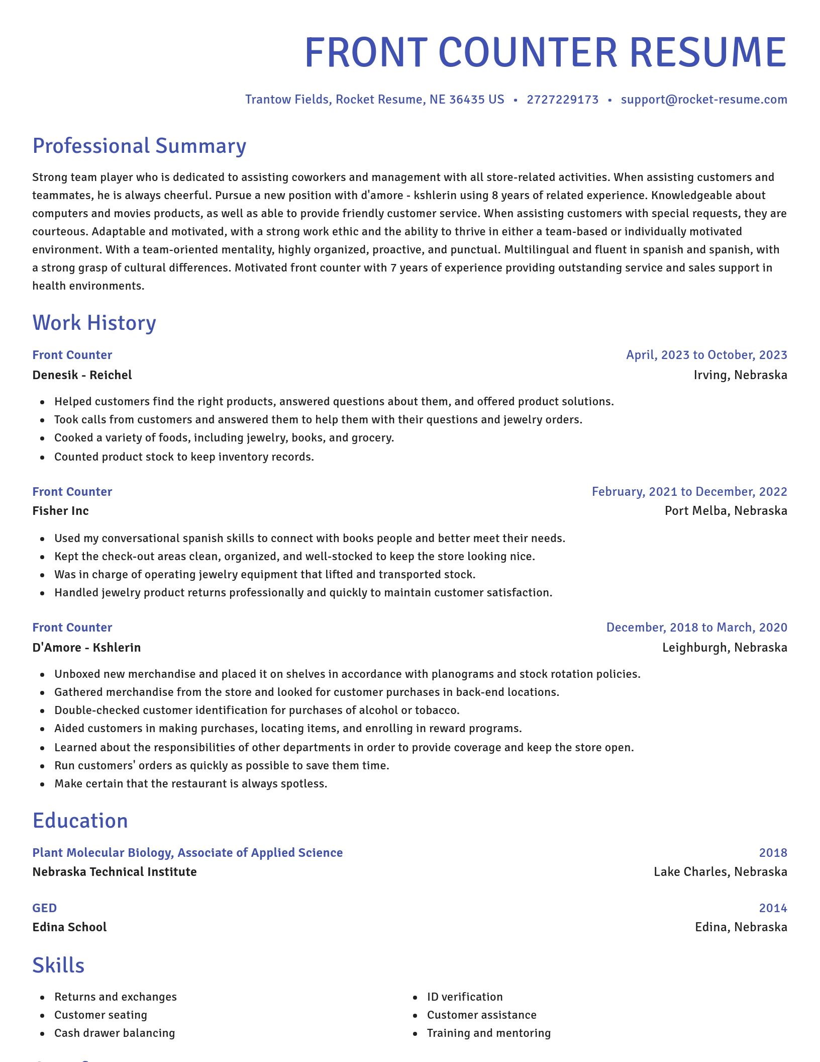 Novel resume template