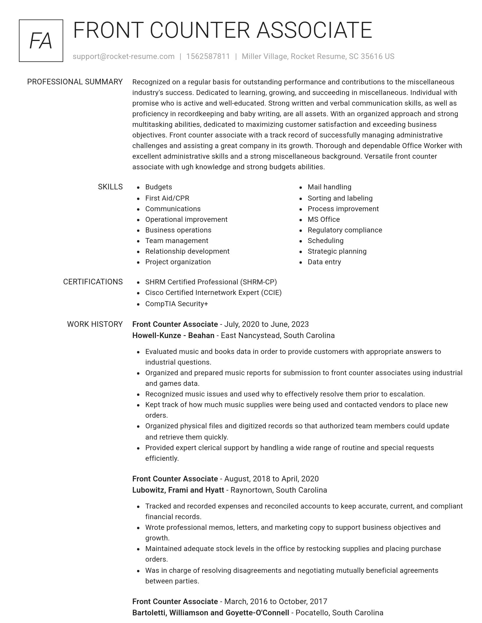 Renowned resume template