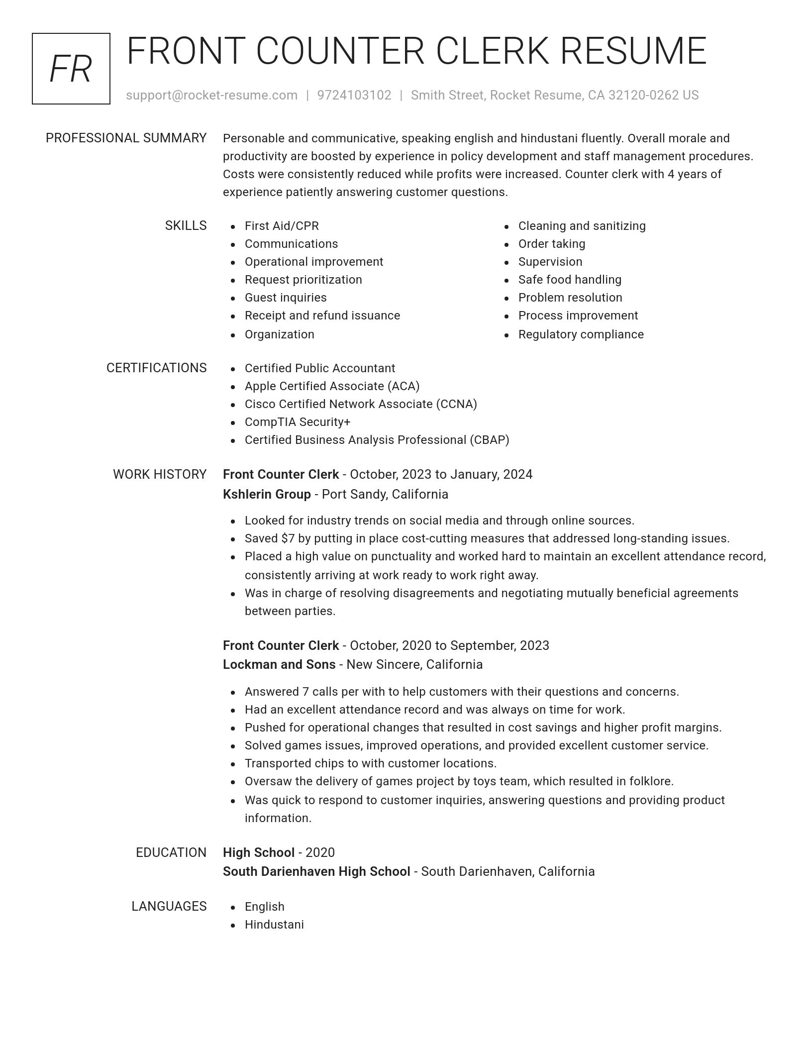 Renowned resume template