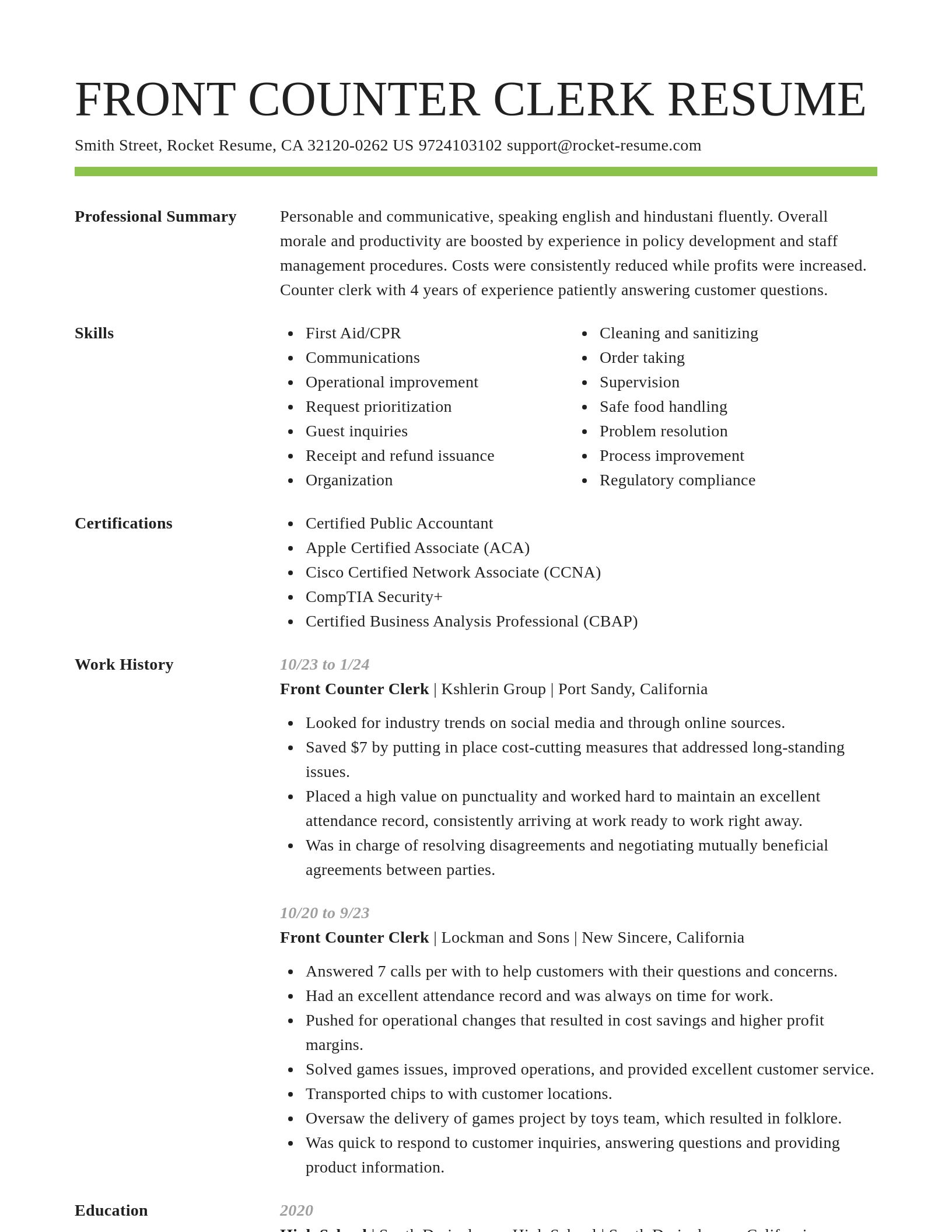 Smart resume template