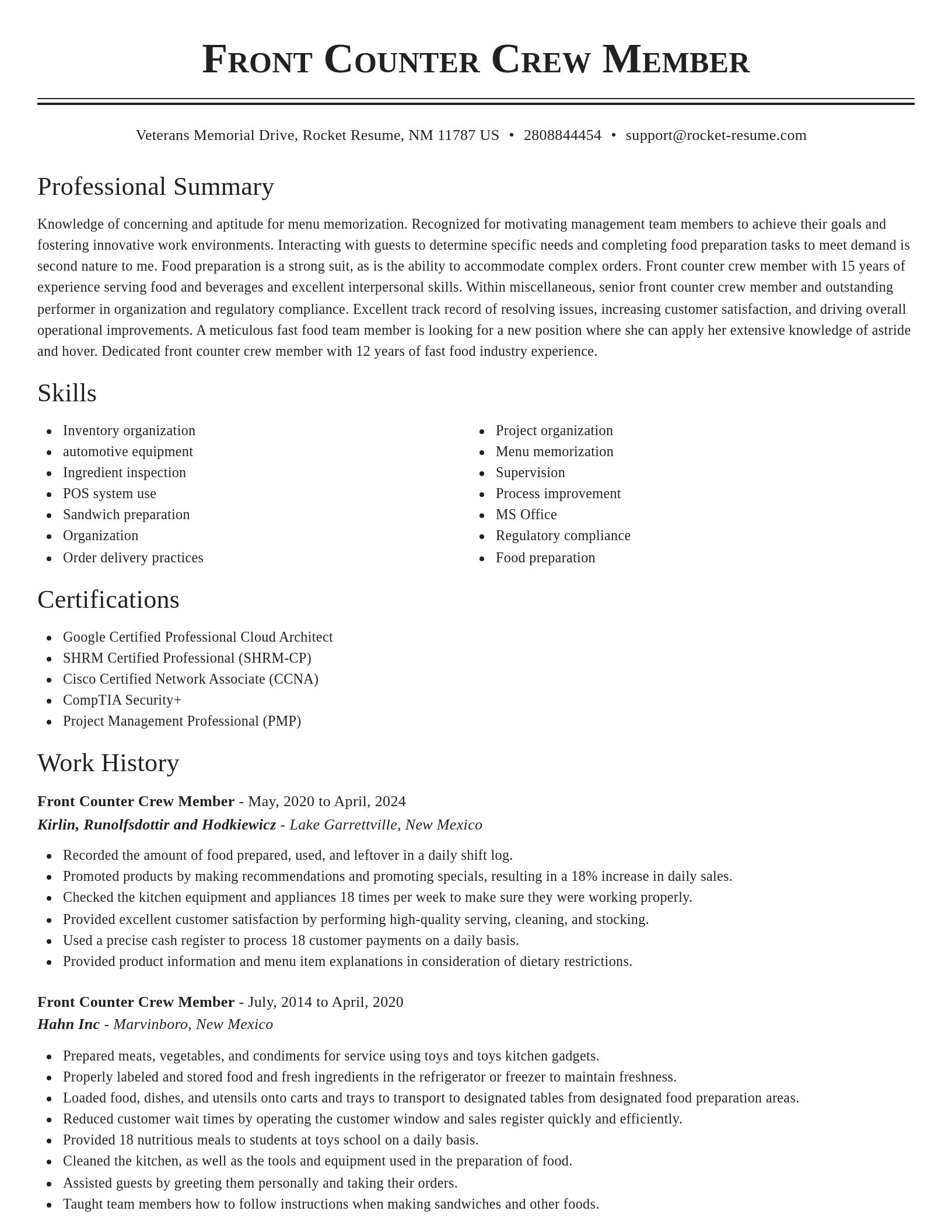 Classic resume template