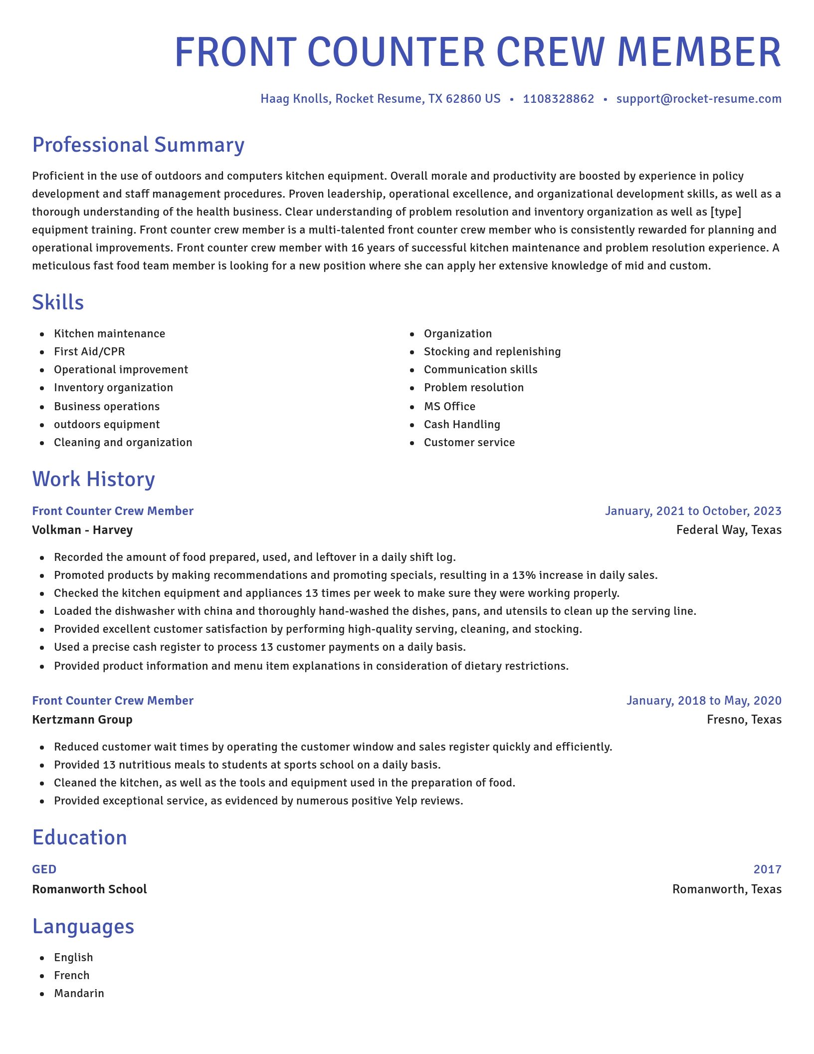 Novel resume template