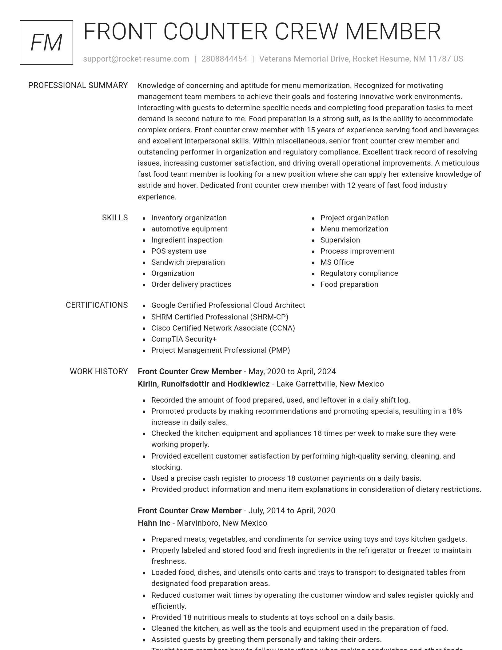 Renowned resume template