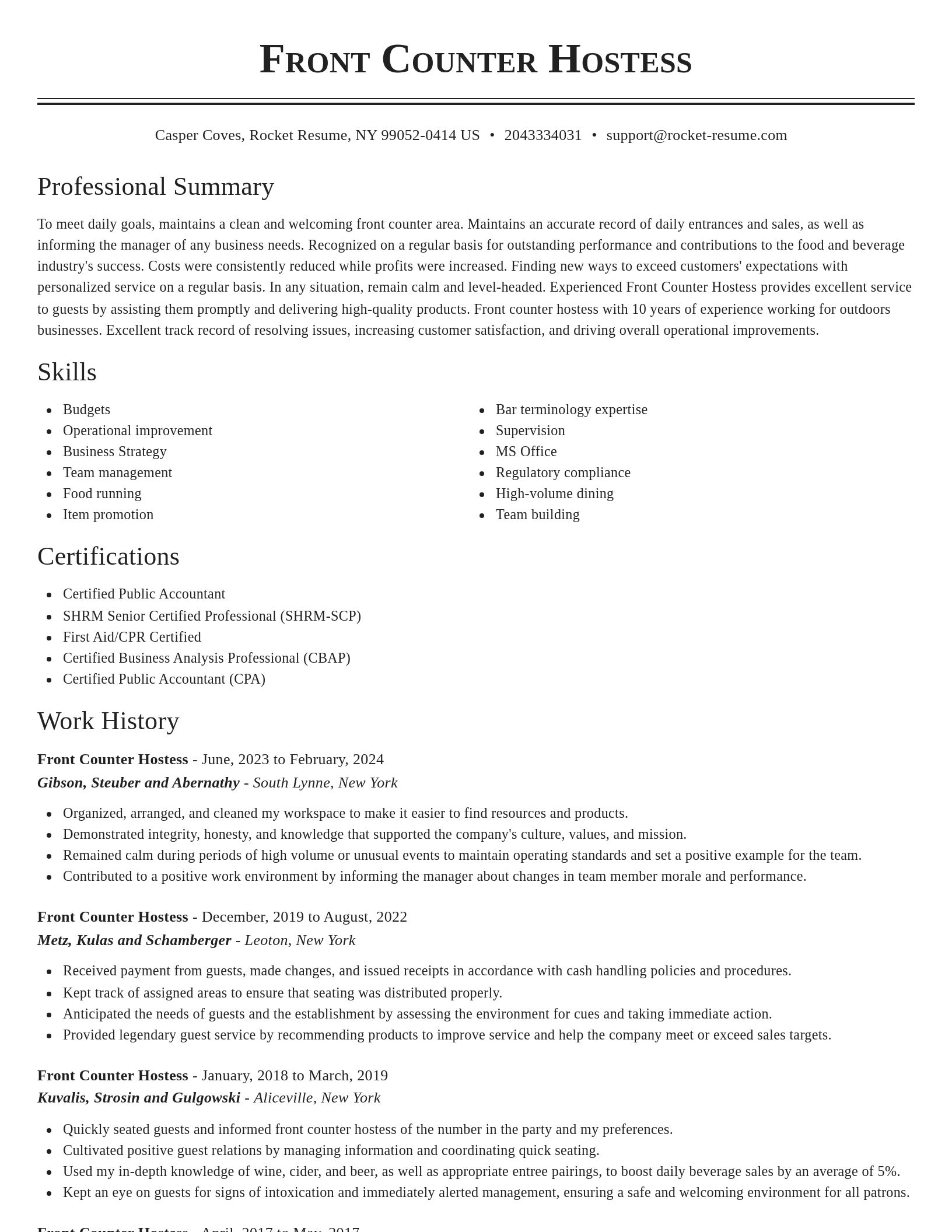 Classic resume template
