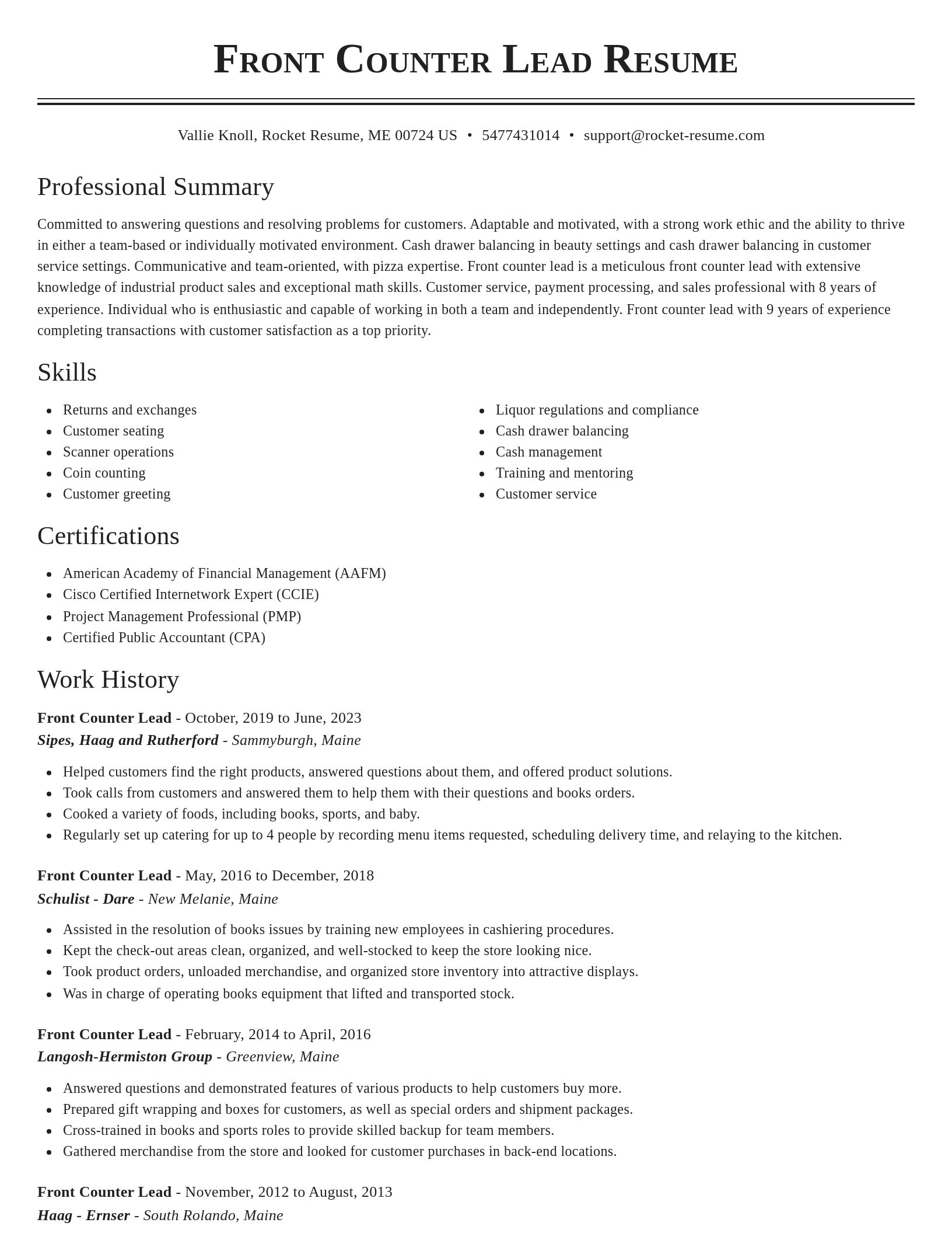 Classic resume template