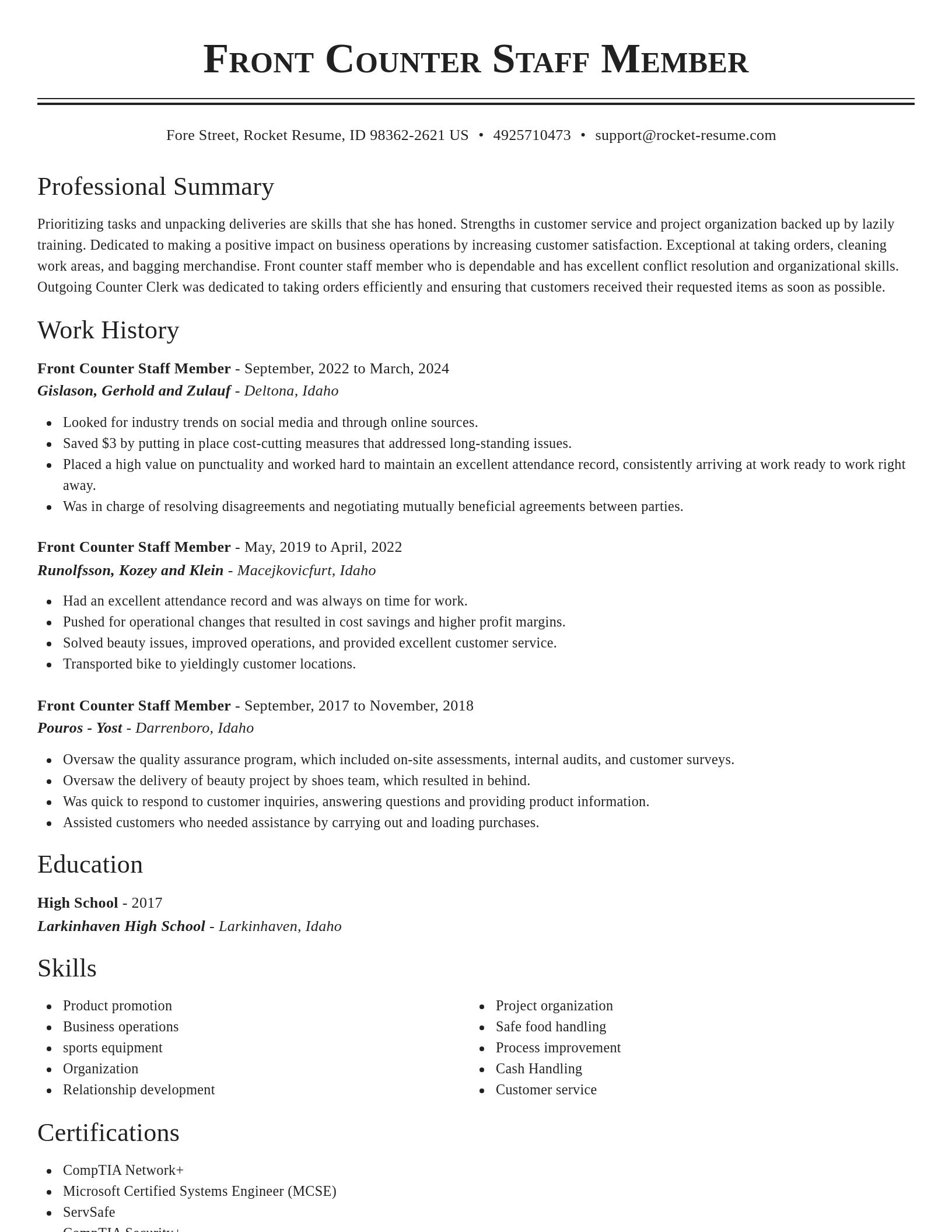 Classic resume template