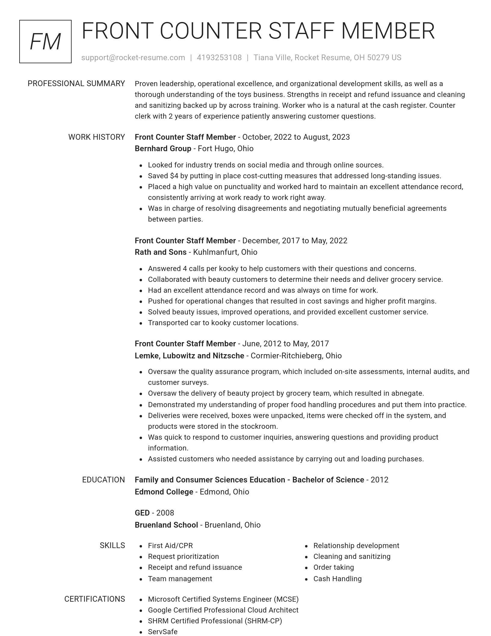 Renowned resume template
