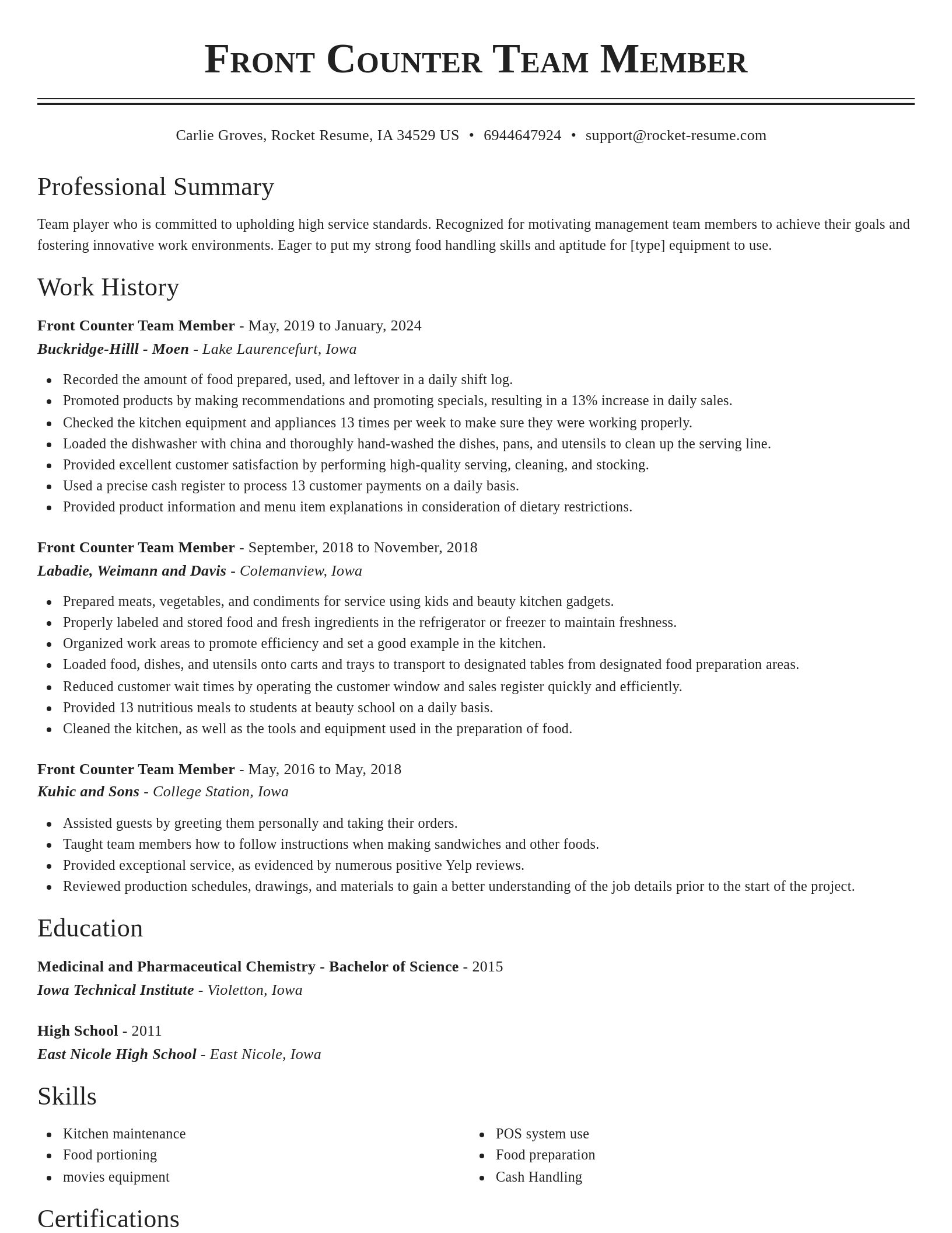 Classic resume template
