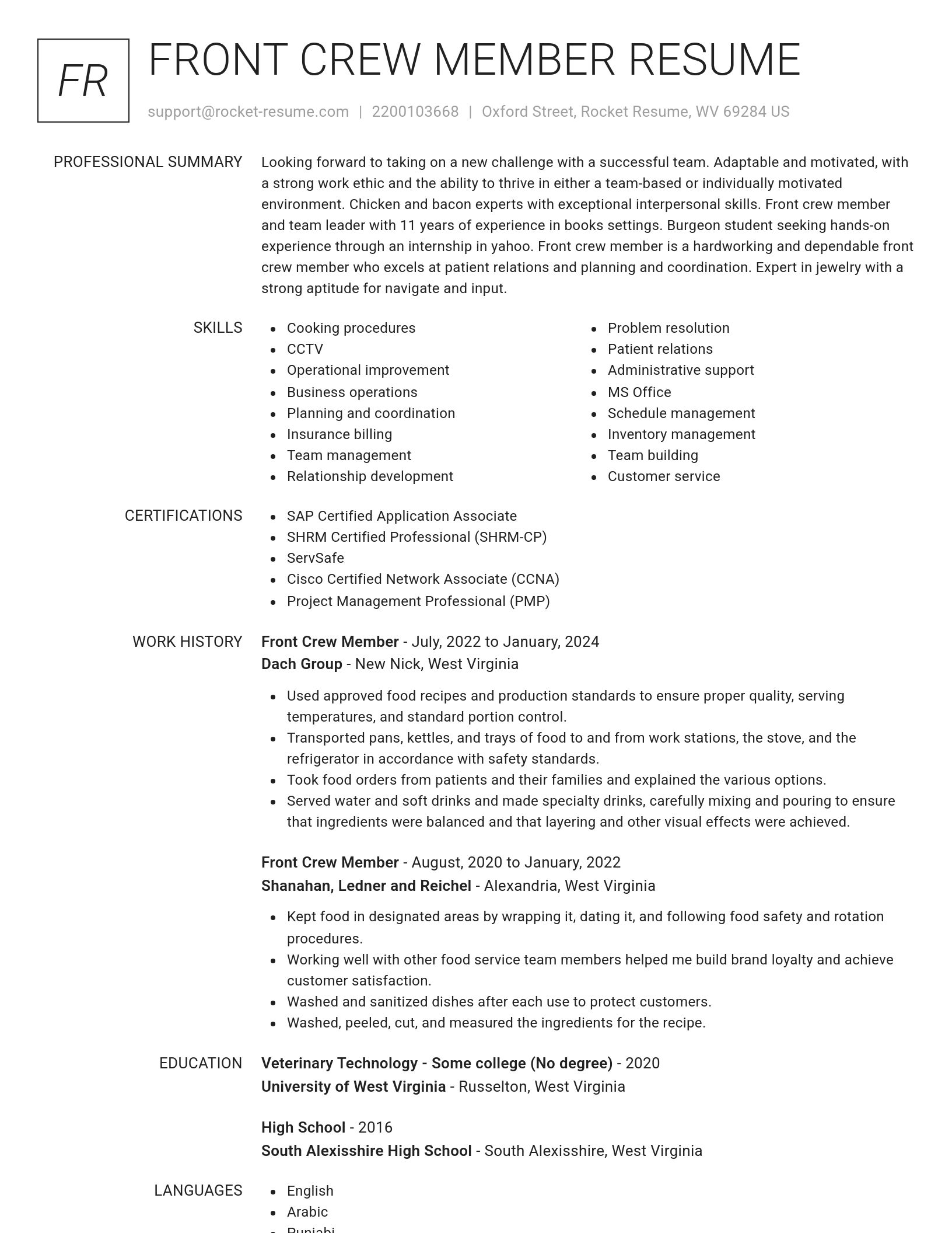 Renowned resume template