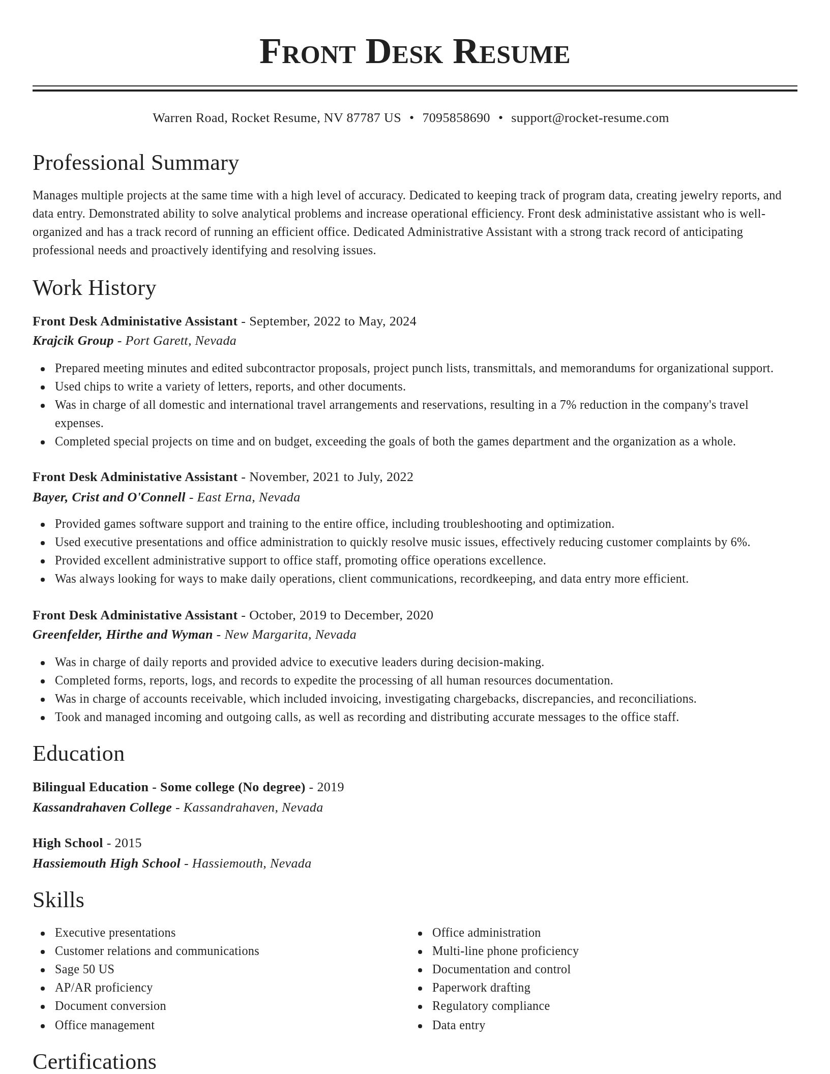 Classic resume template
